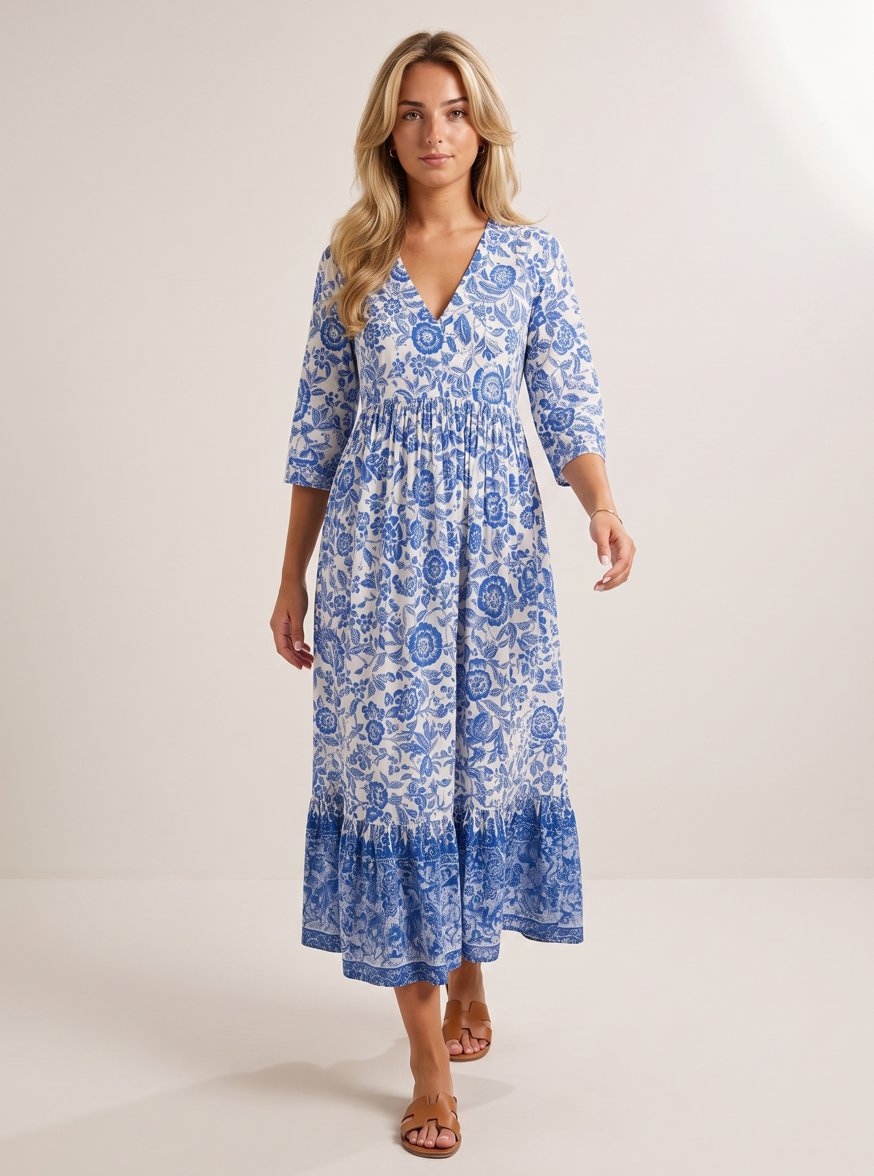 Floral Border Maxi Dress