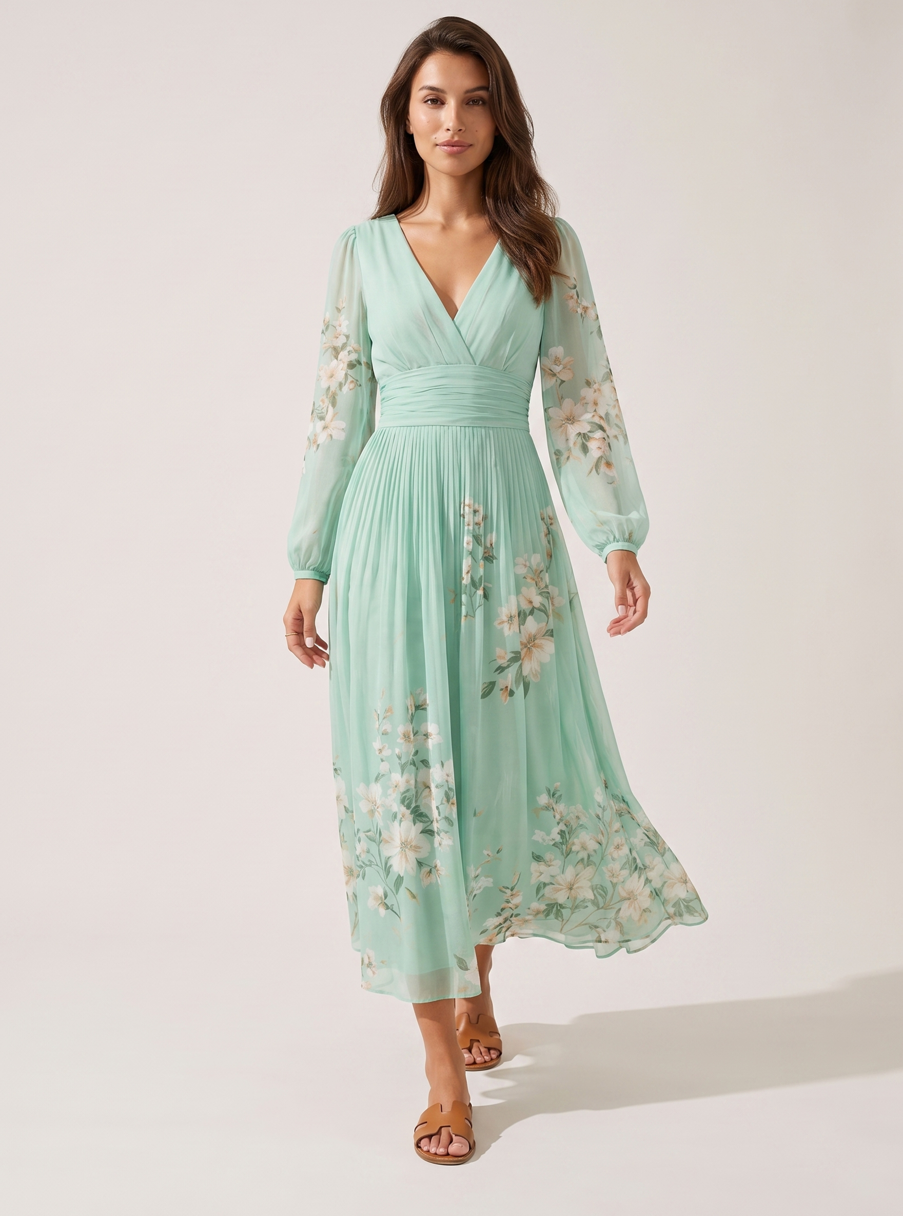 Floral Pleated Maxi Dress