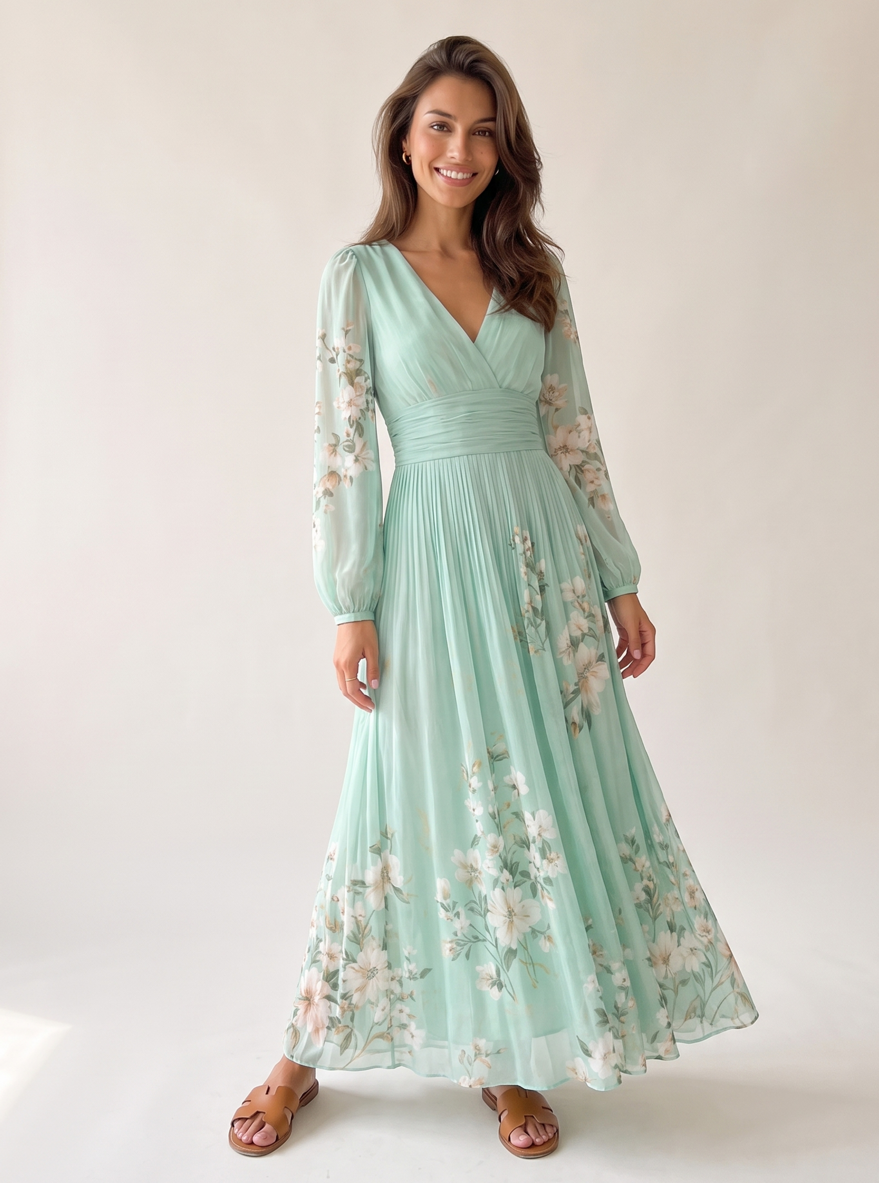 Floral Pleated Maxi Dress