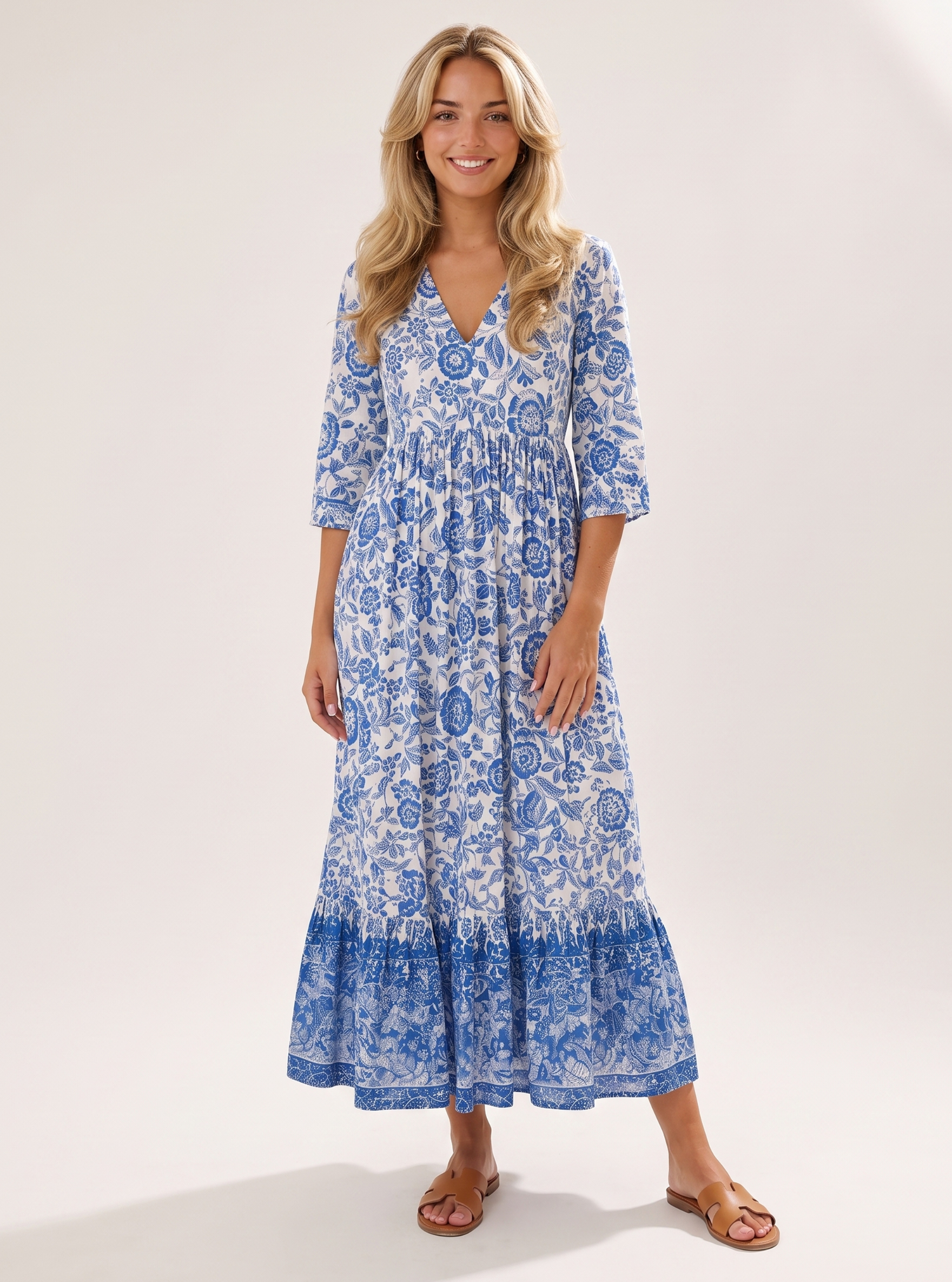 Floral Border Maxi Dress