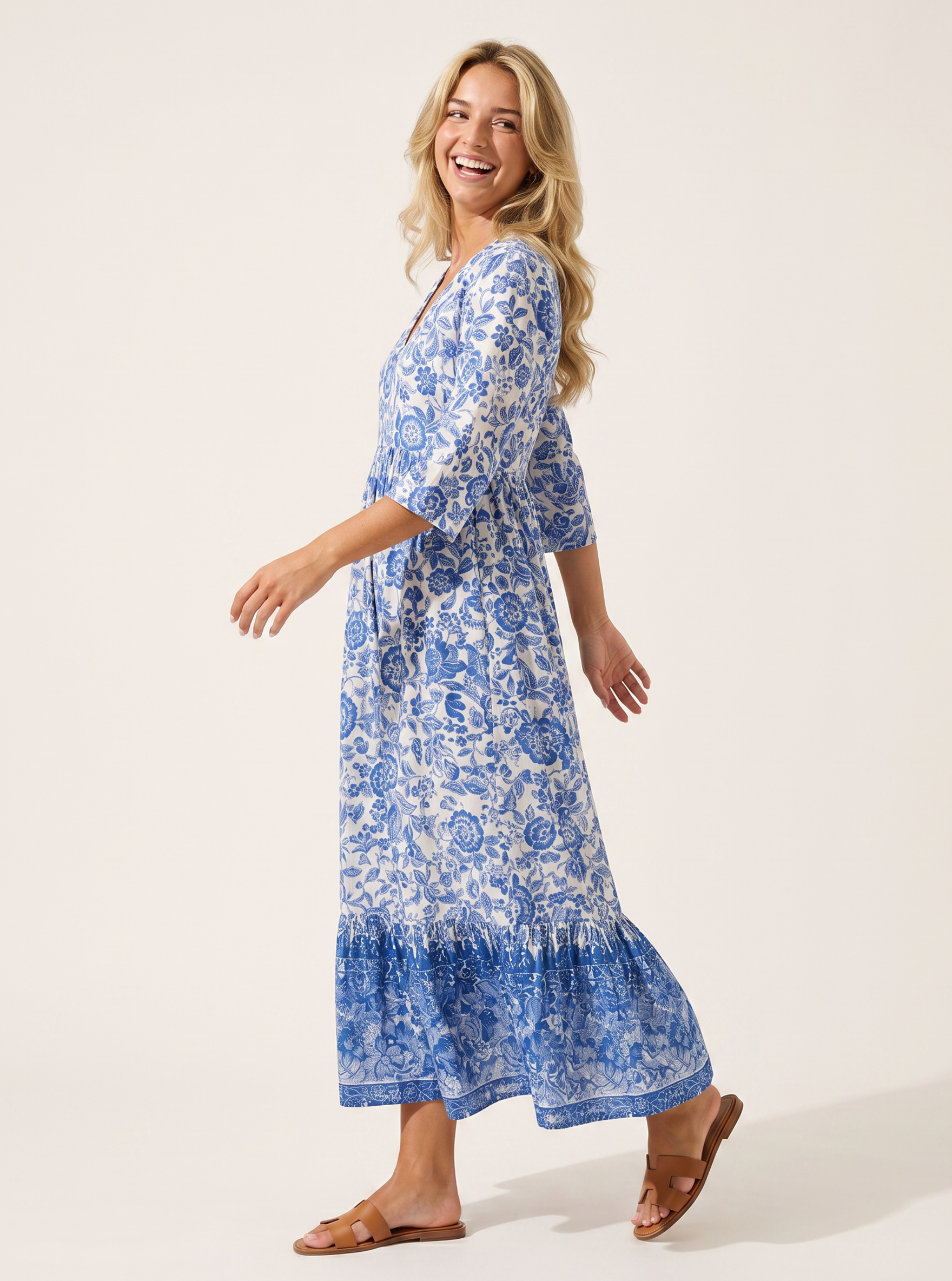 Floral Border Maxi Dress