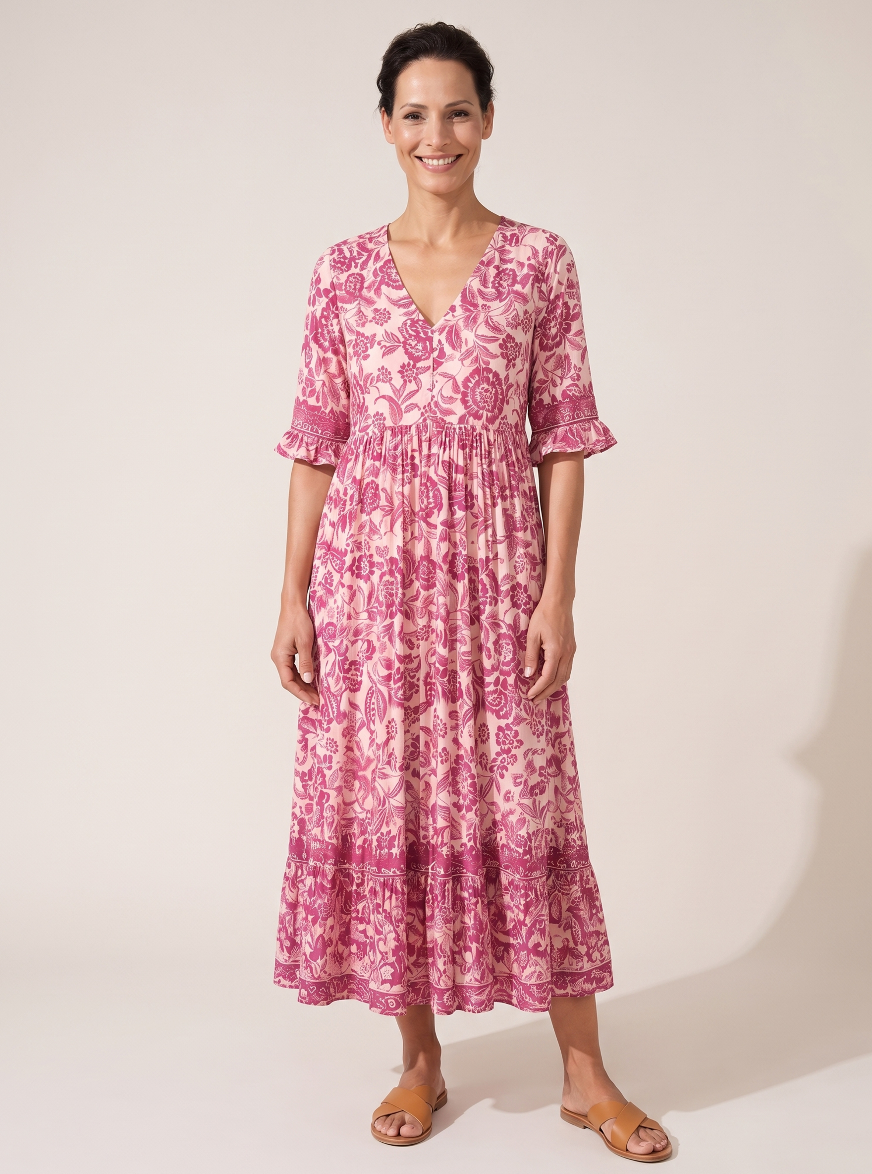 Floral Border Maxi Dress