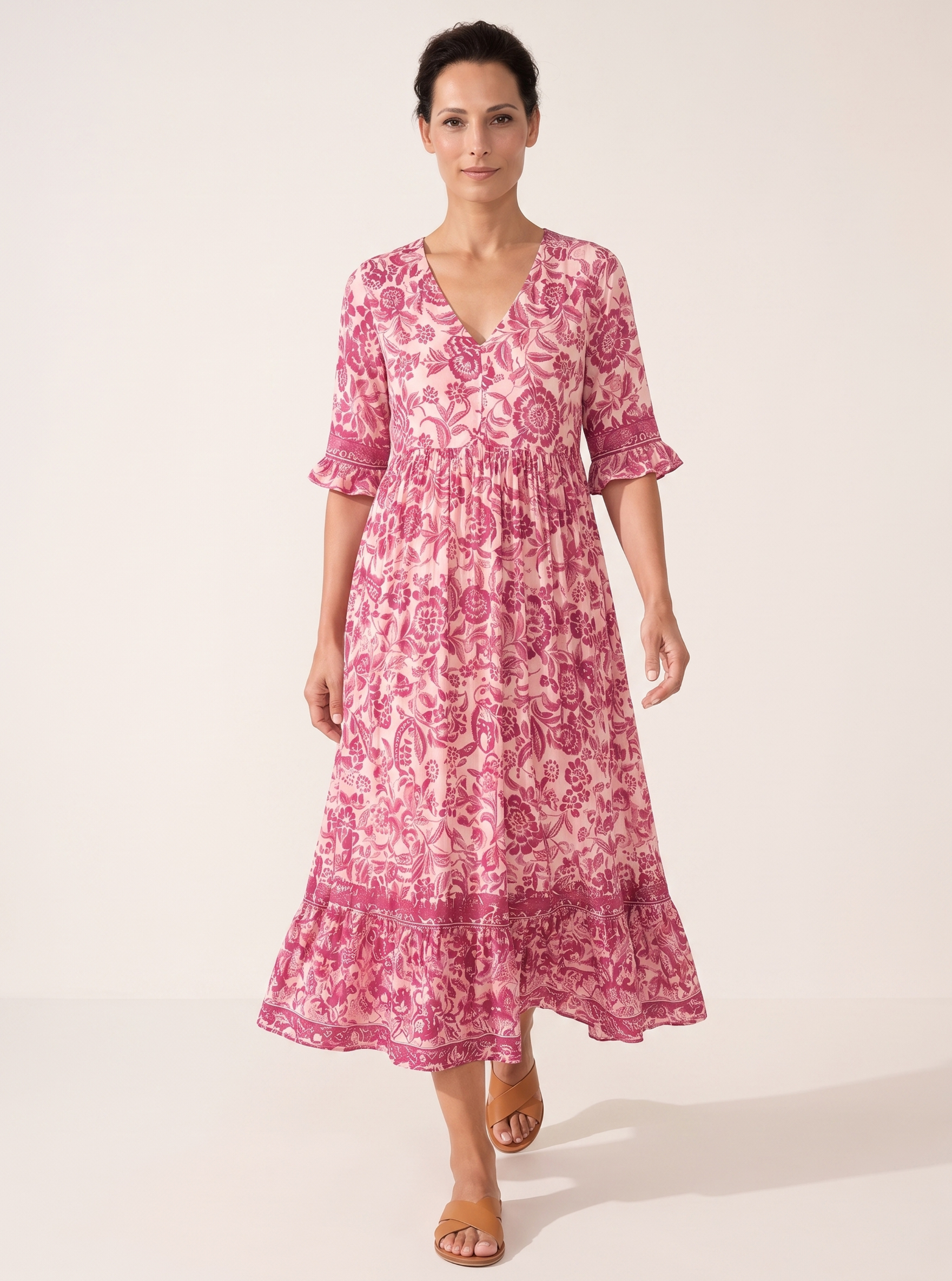 Floral Border Maxi Dress