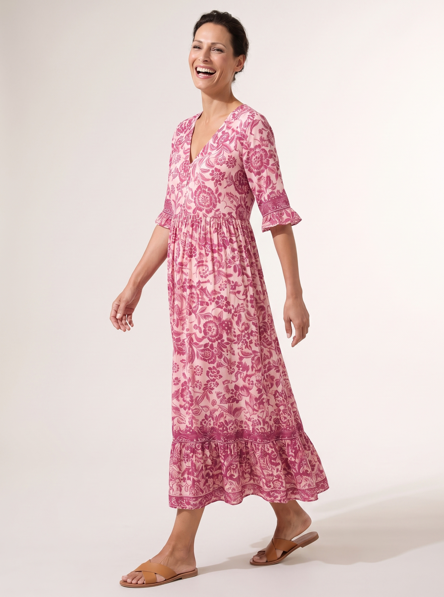 Floral Border Maxi Dress