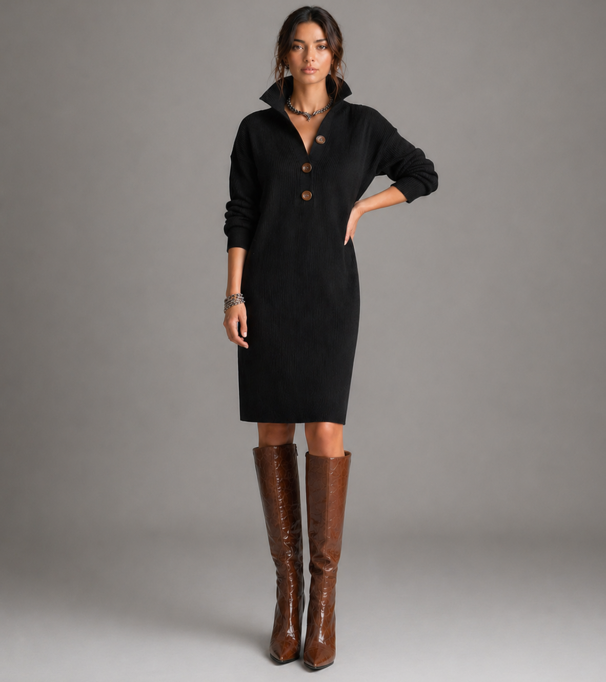 Button Knit Dress
