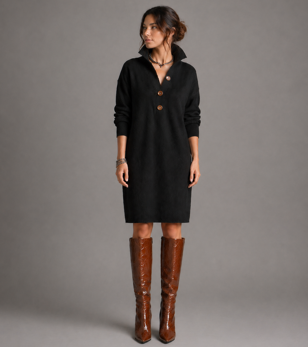 Button Knit Dress