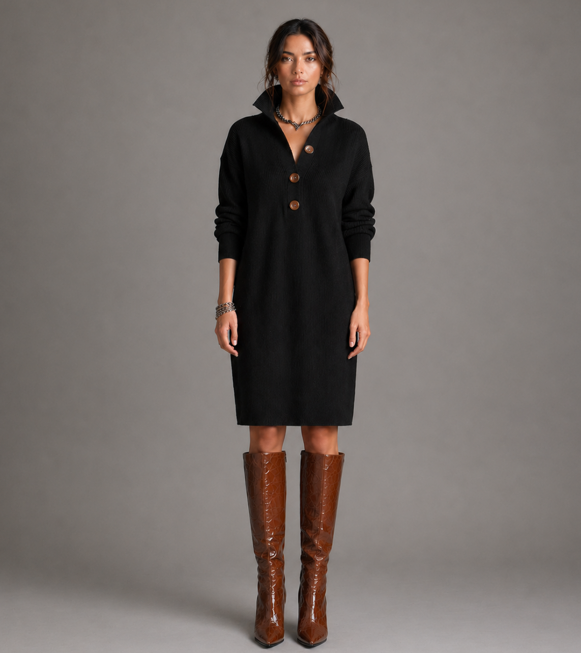 Button Knit Dress