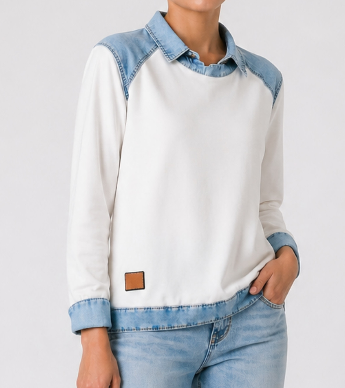 Casual Denim Collar Sweater
