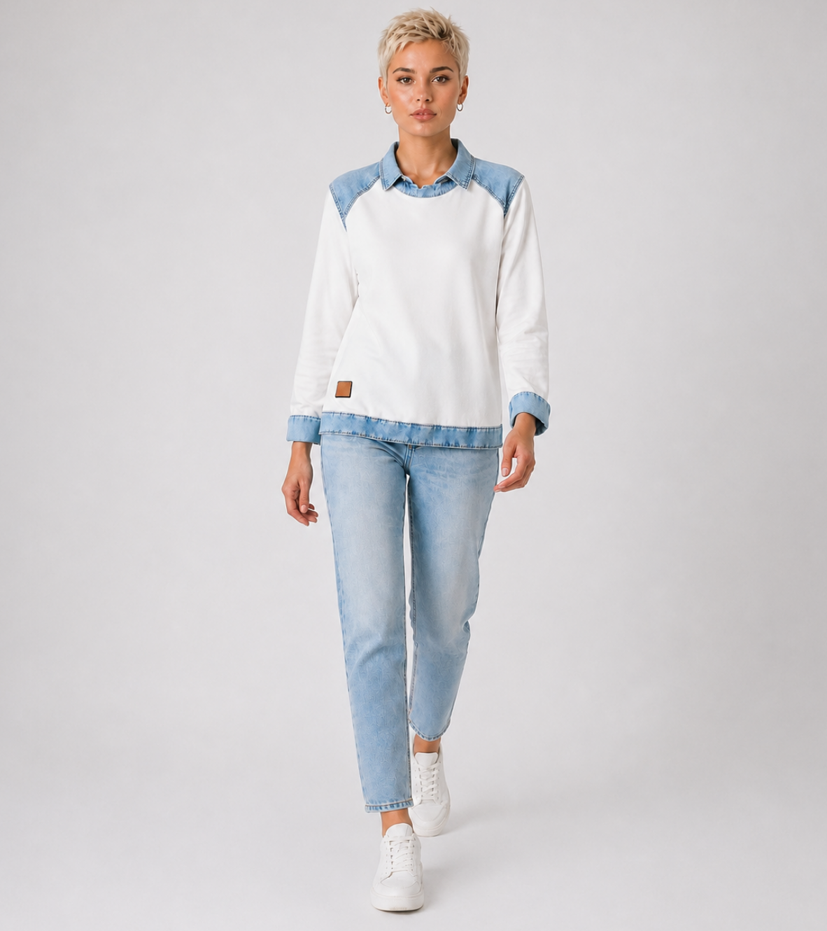 Casual Denim Collar Sweater
