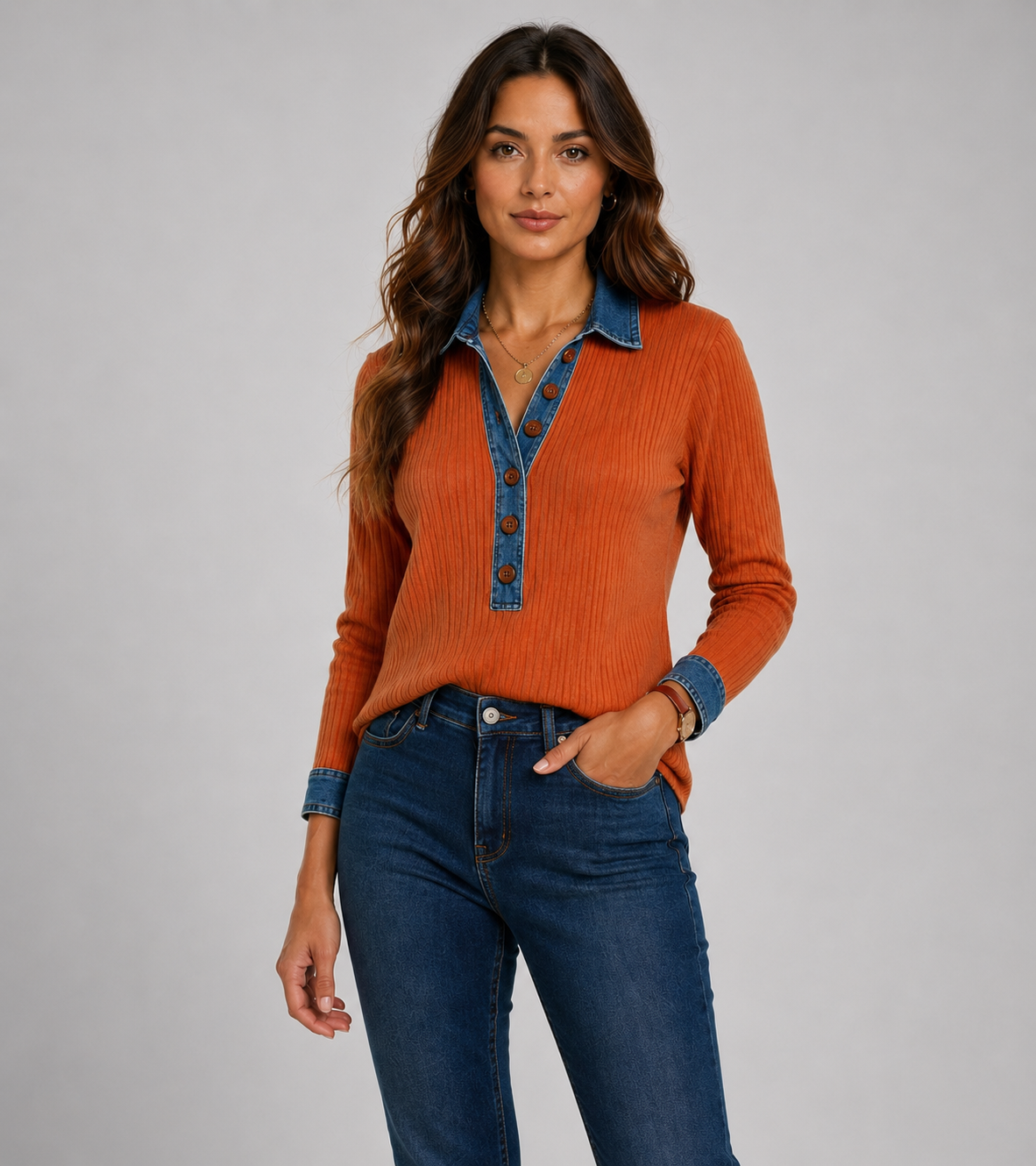 Casual Denim Collar Sweater