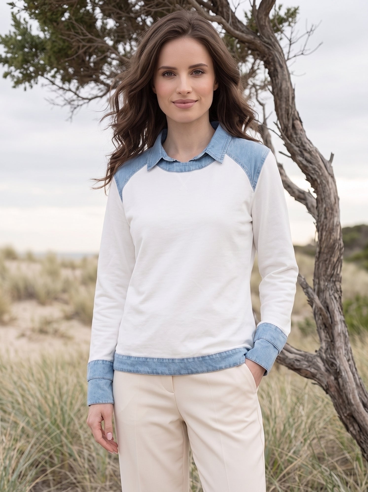 Casual Denim Collar Sweater