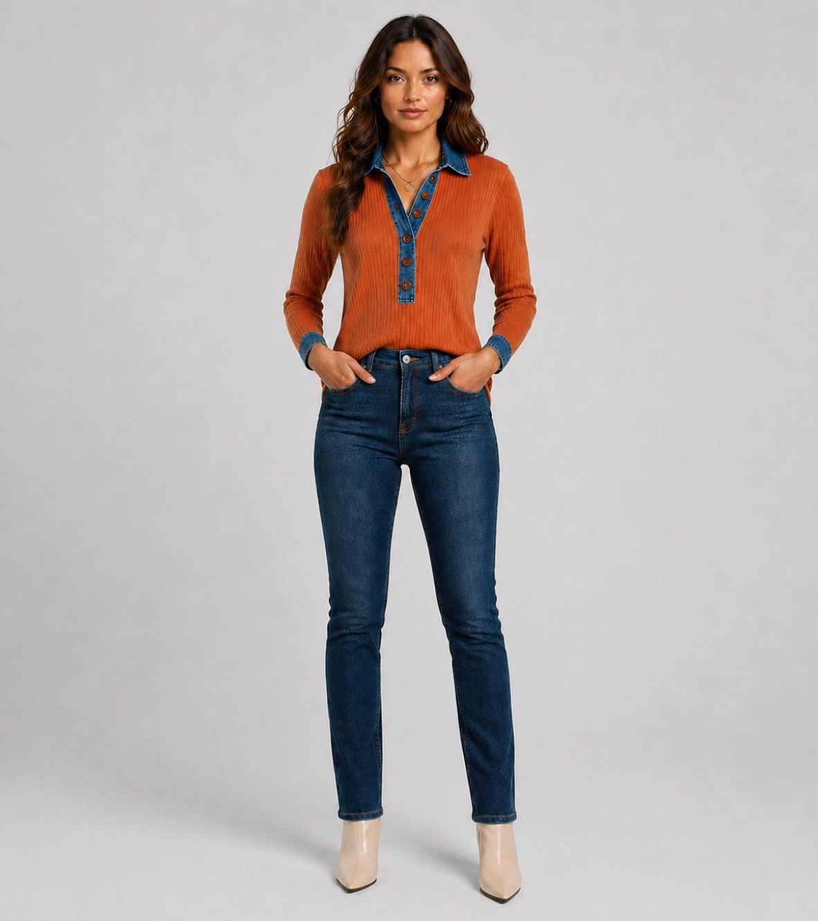 Casual Denim Collar Sweater
