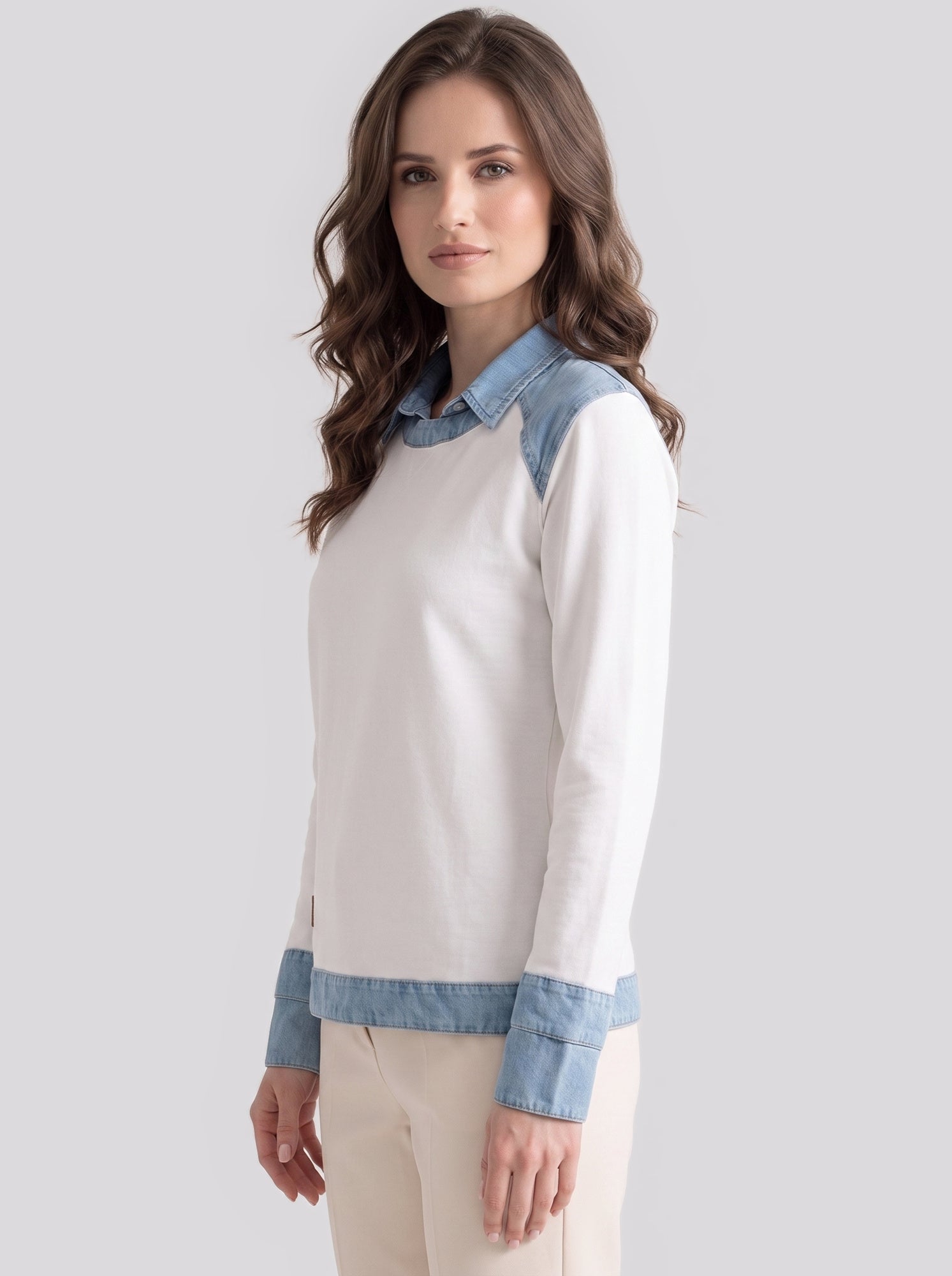 Casual Denim Collar Sweater