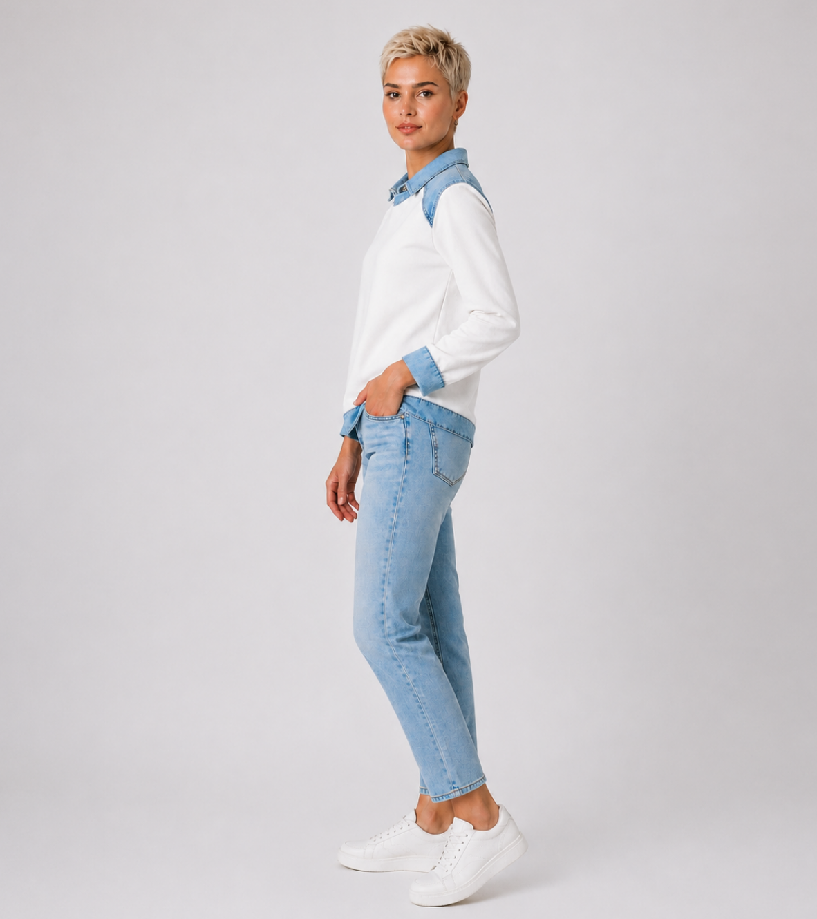 Casual Denim Collar Sweater