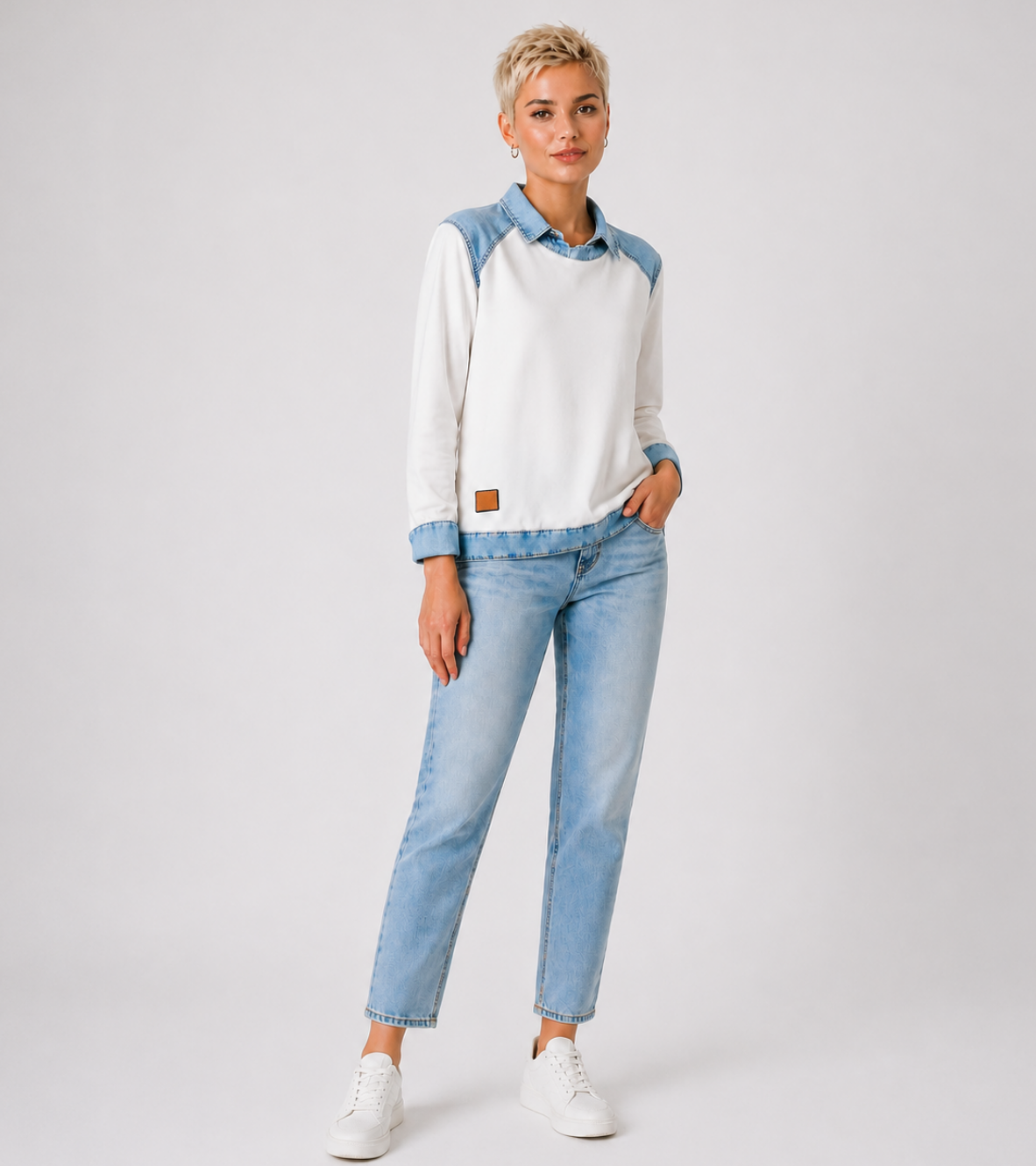 Casual Denim Collar Sweater
