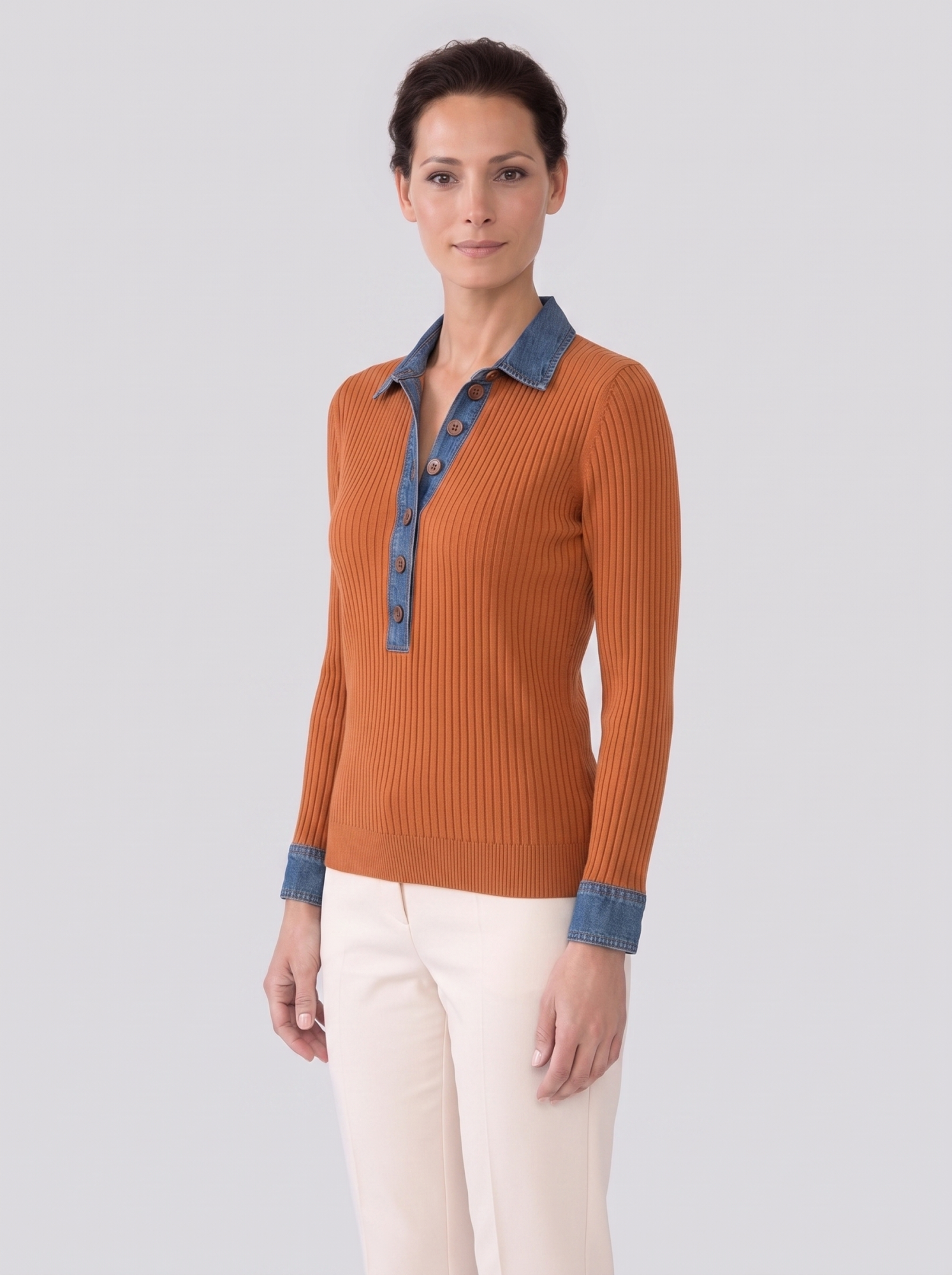 Casual Denim Collar Sweater