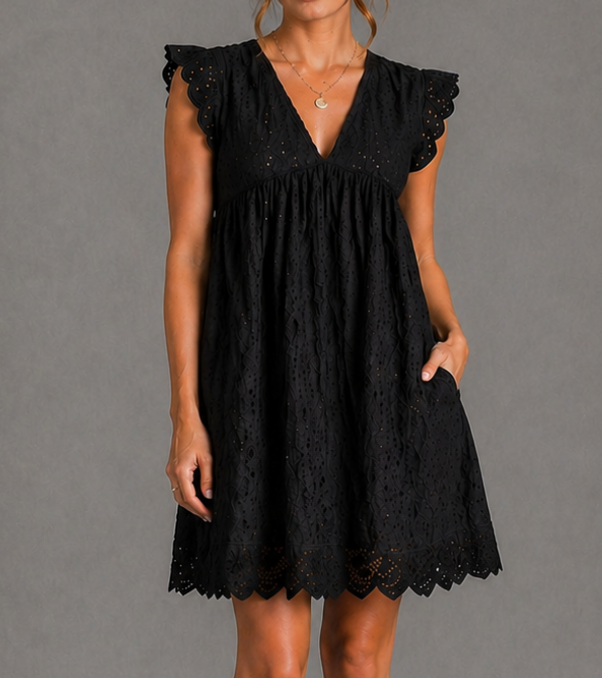 Eyelet Mini Dress