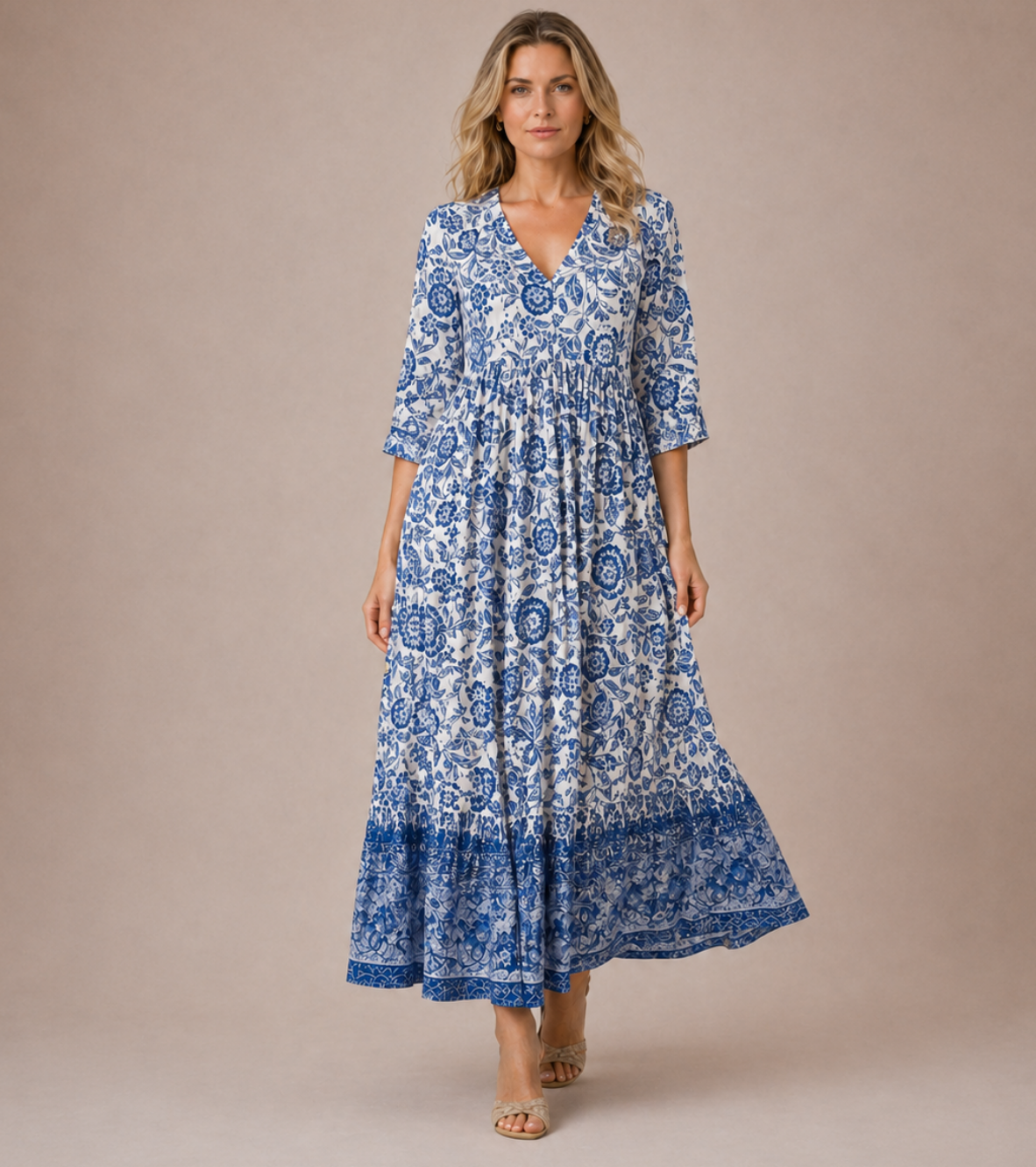 Floral Border Maxi Dress