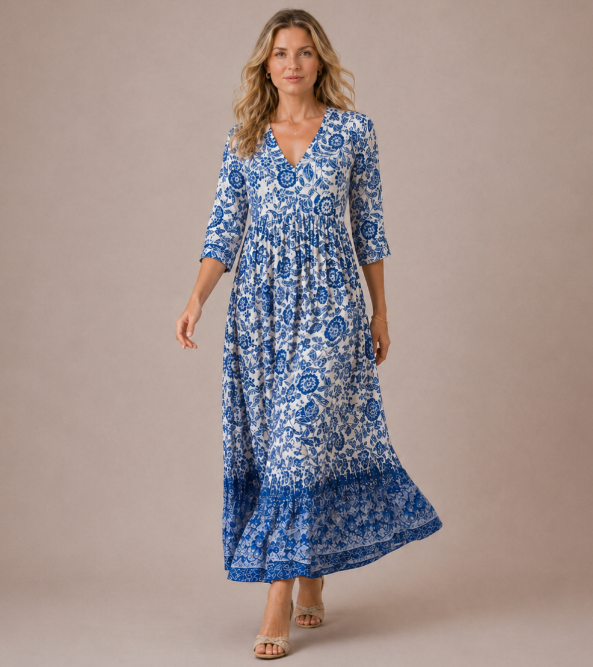 Floral Border Maxi Dress