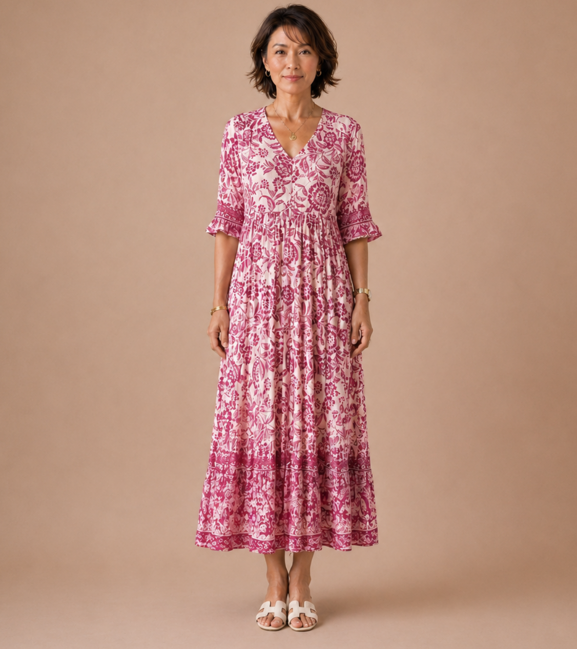 Floral Border Maxi Dress