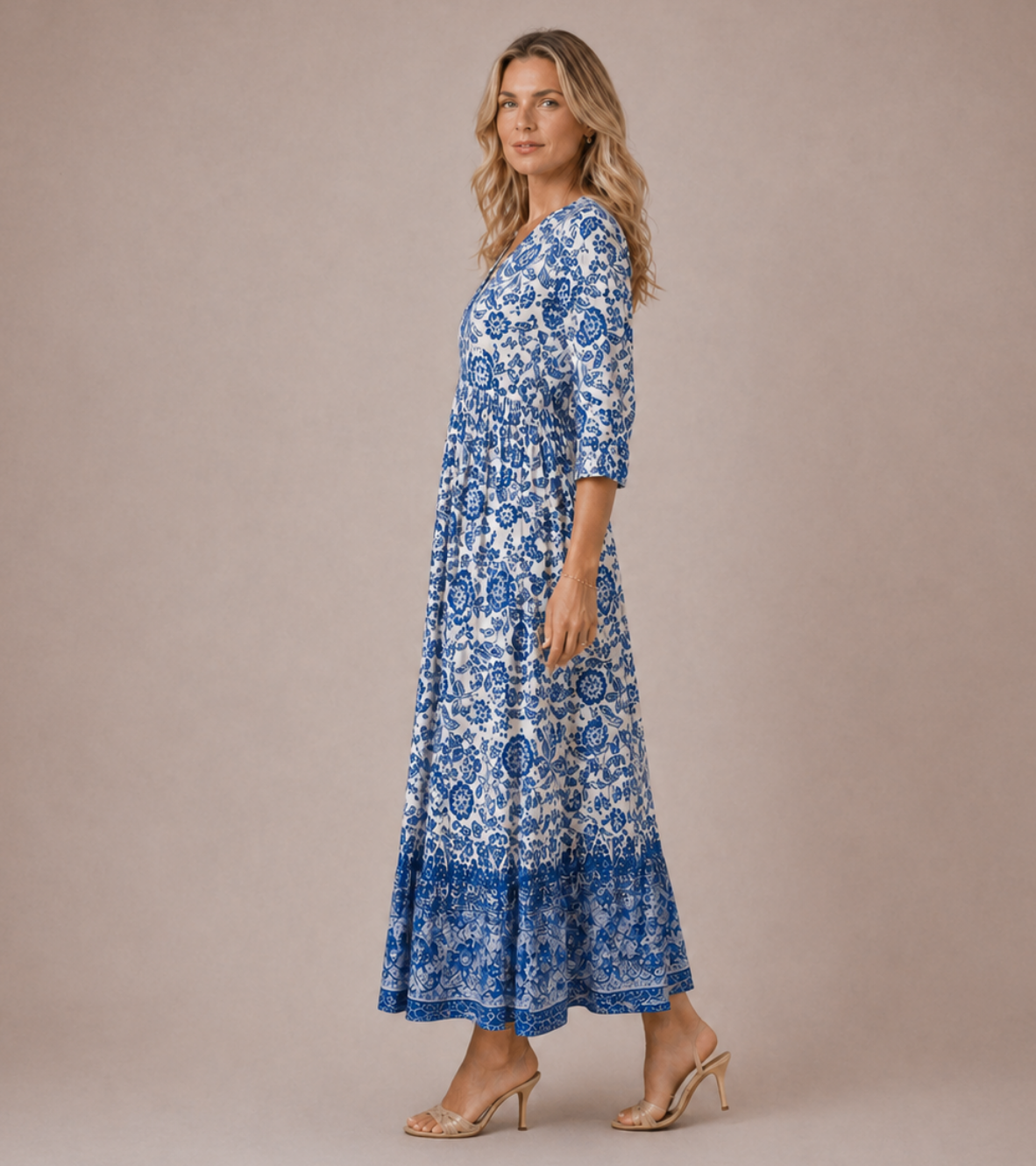 Floral Border Maxi Dress