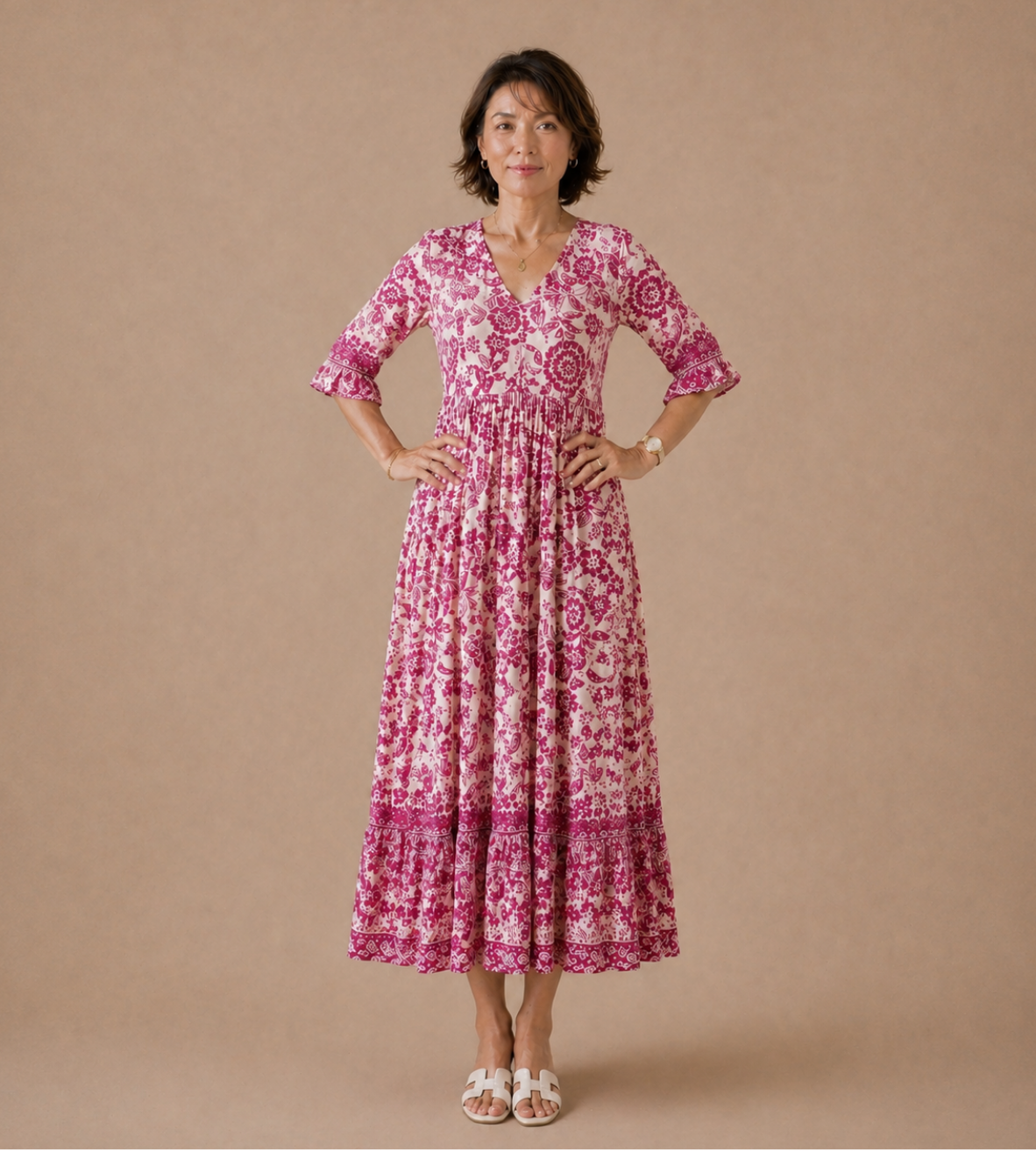 Floral Border Maxi Dress
