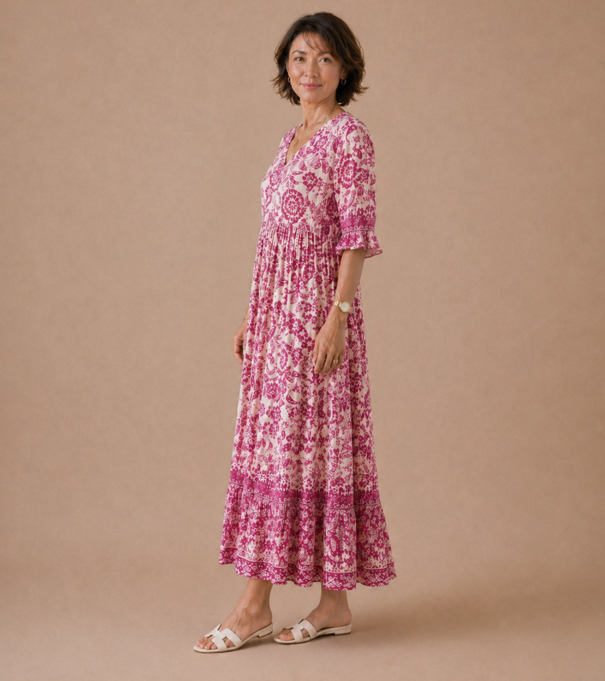 Floral Border Maxi Dress