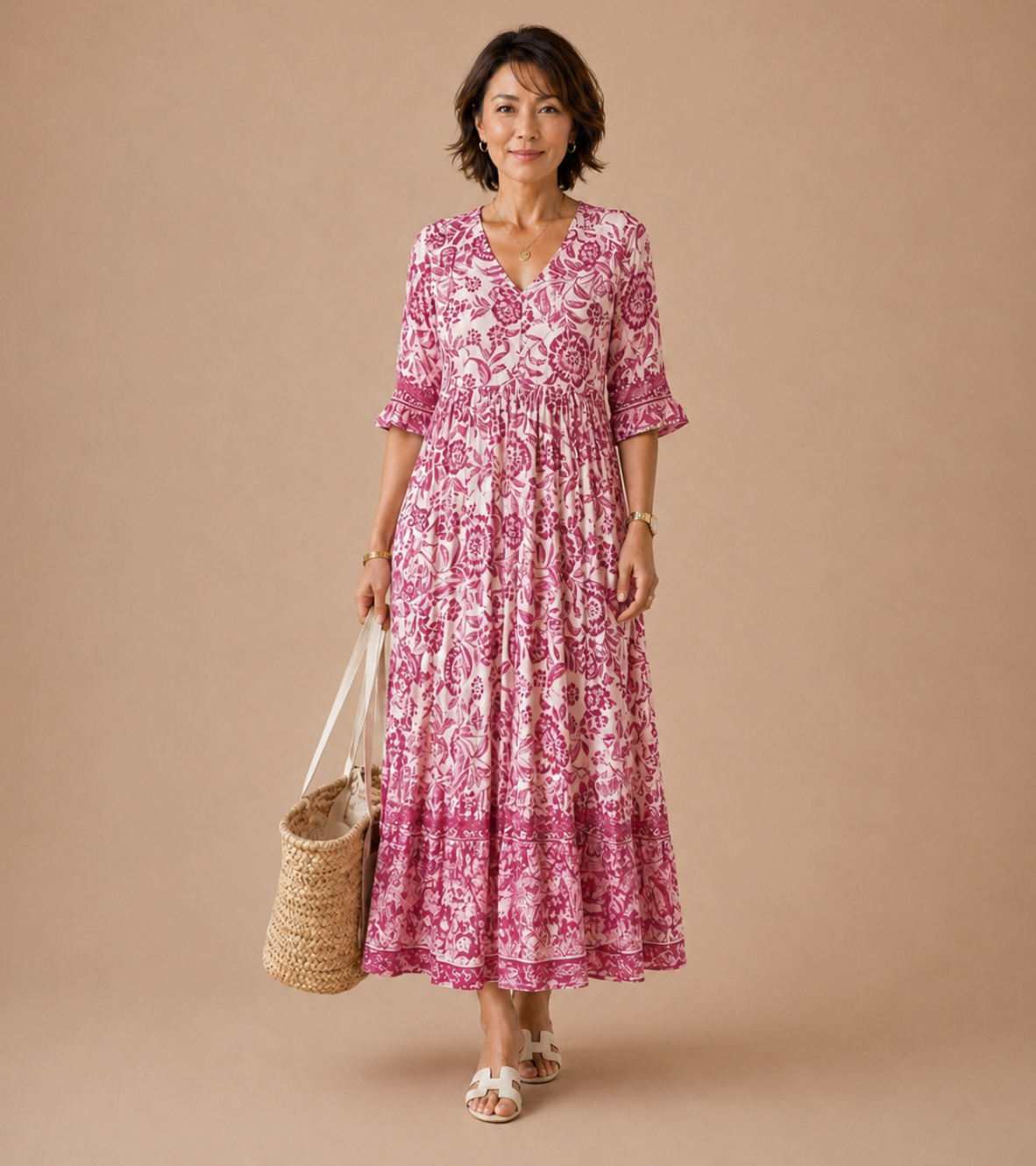 Floral Border Maxi Dress