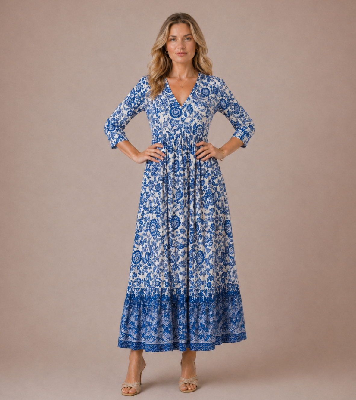 Floral Border Maxi Dress