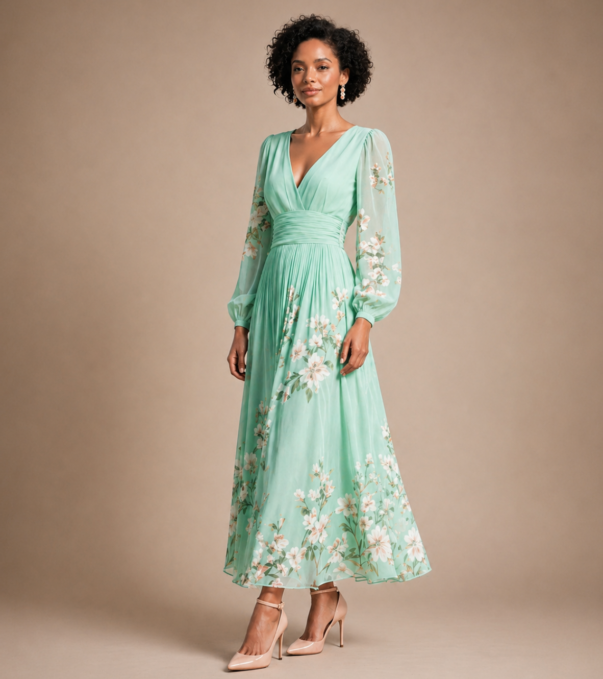 Floral Pleated Maxi Dress