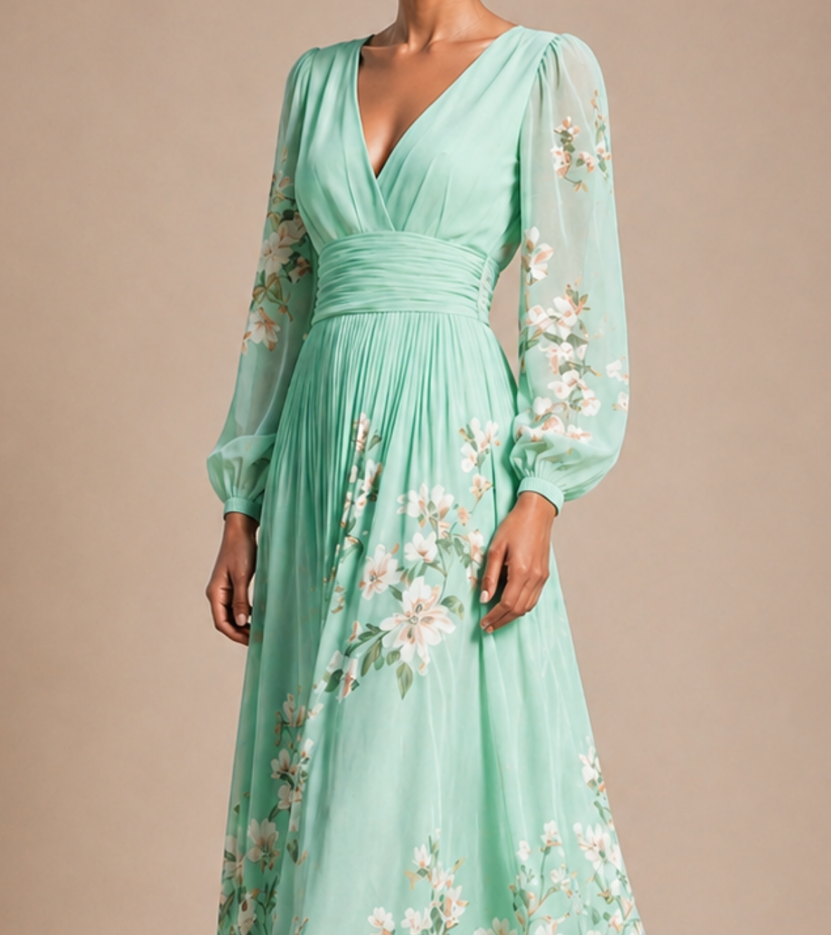 Floral Pleated Maxi Dress