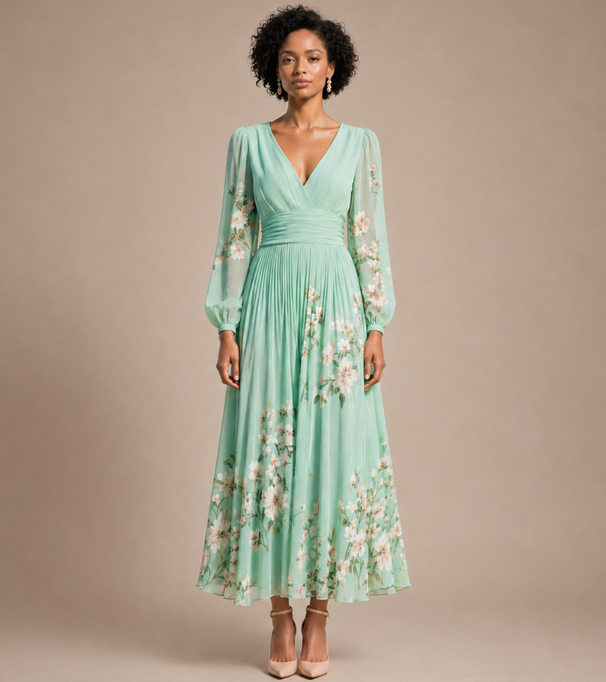 Floral Pleated Maxi Dress