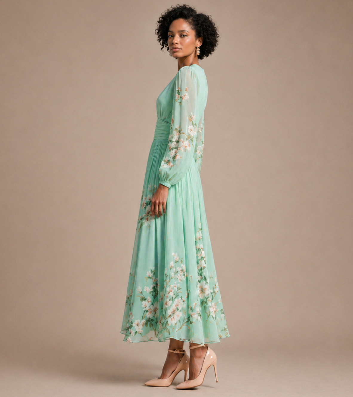 Floral Pleated Maxi Dress