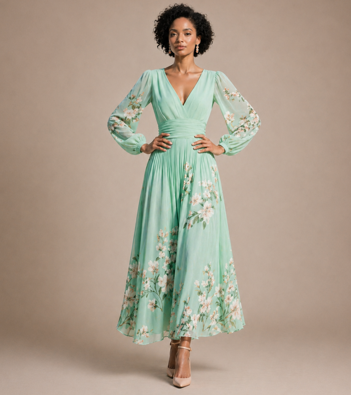 Floral Pleated Maxi Dress