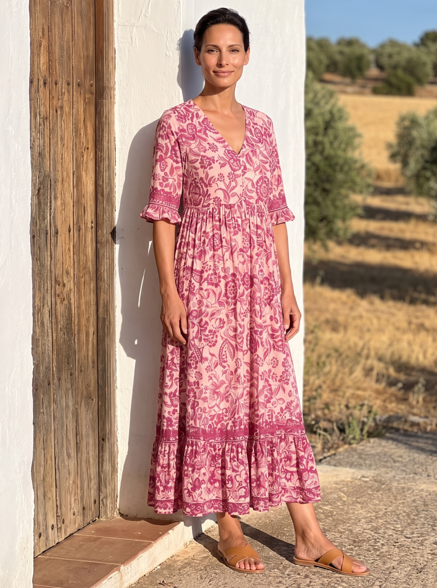 Floral Border Maxi Dress