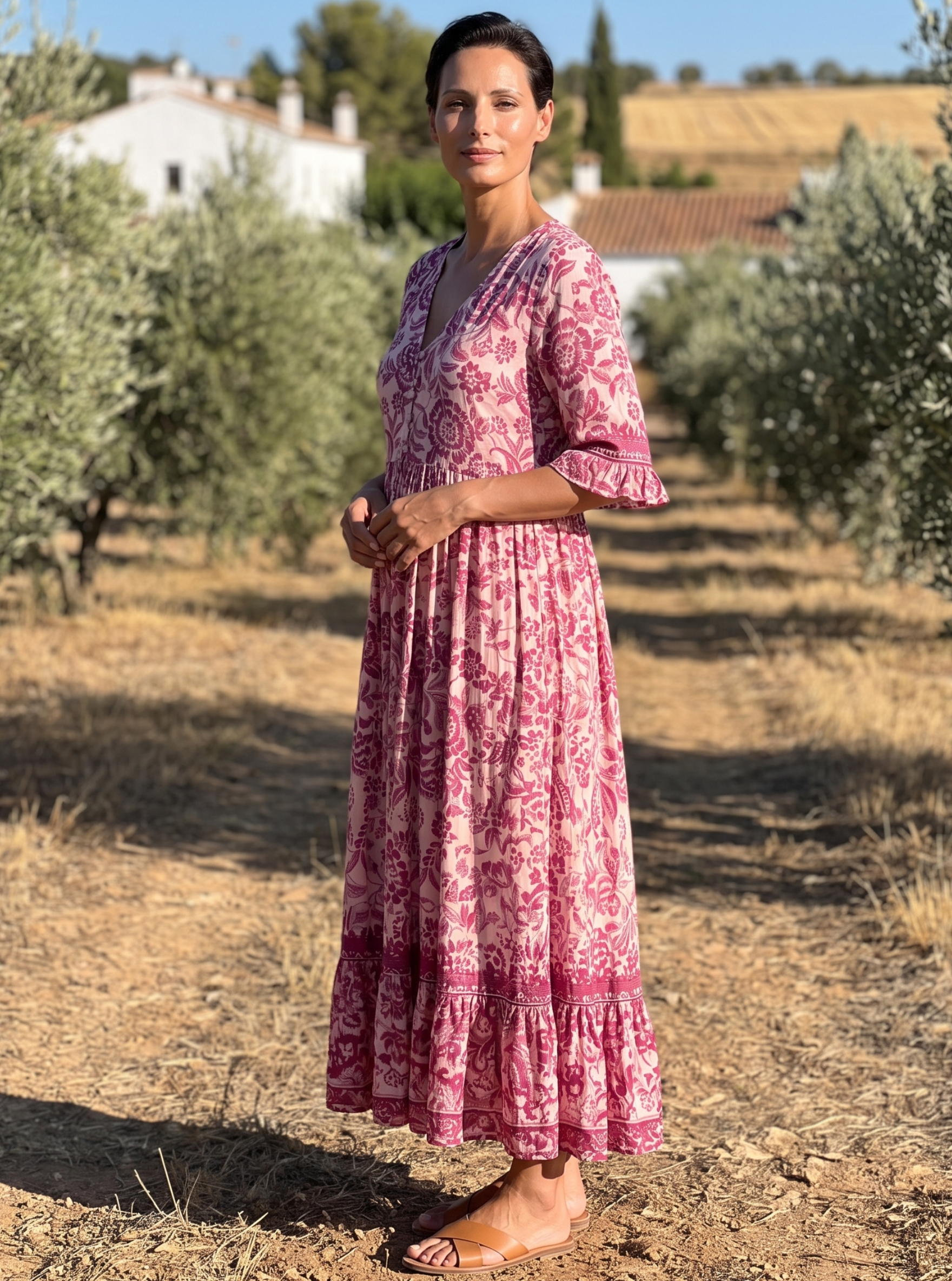 Floral Border Maxi Dress