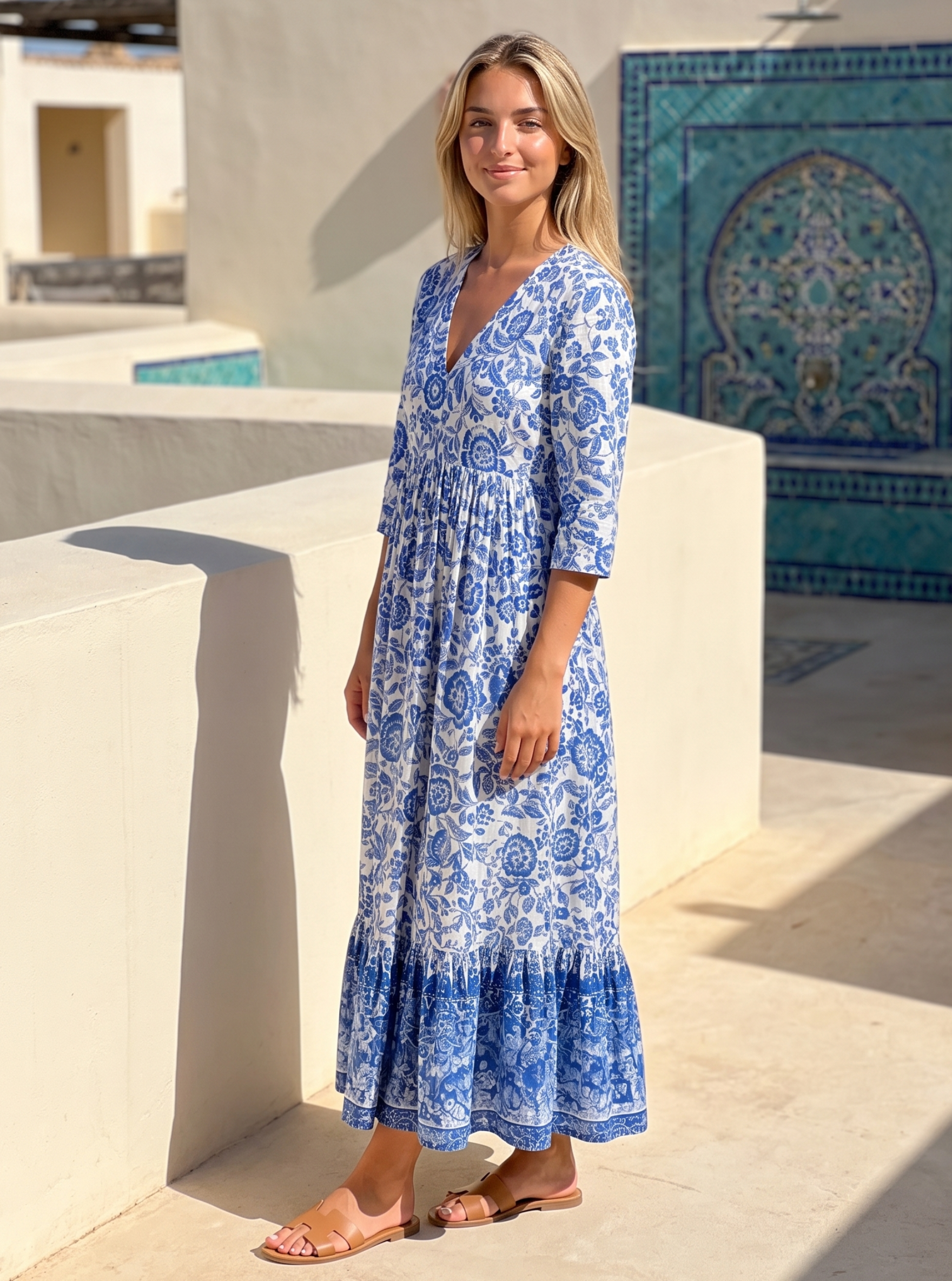 Floral Border Maxi Dress