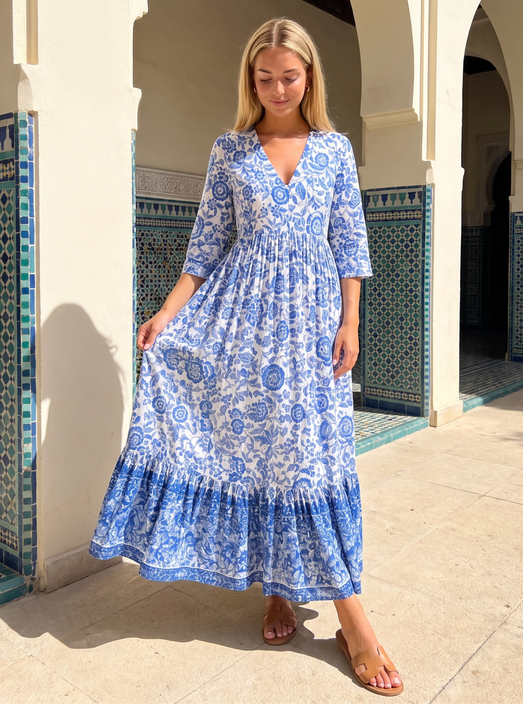 Floral Border Maxi Dress