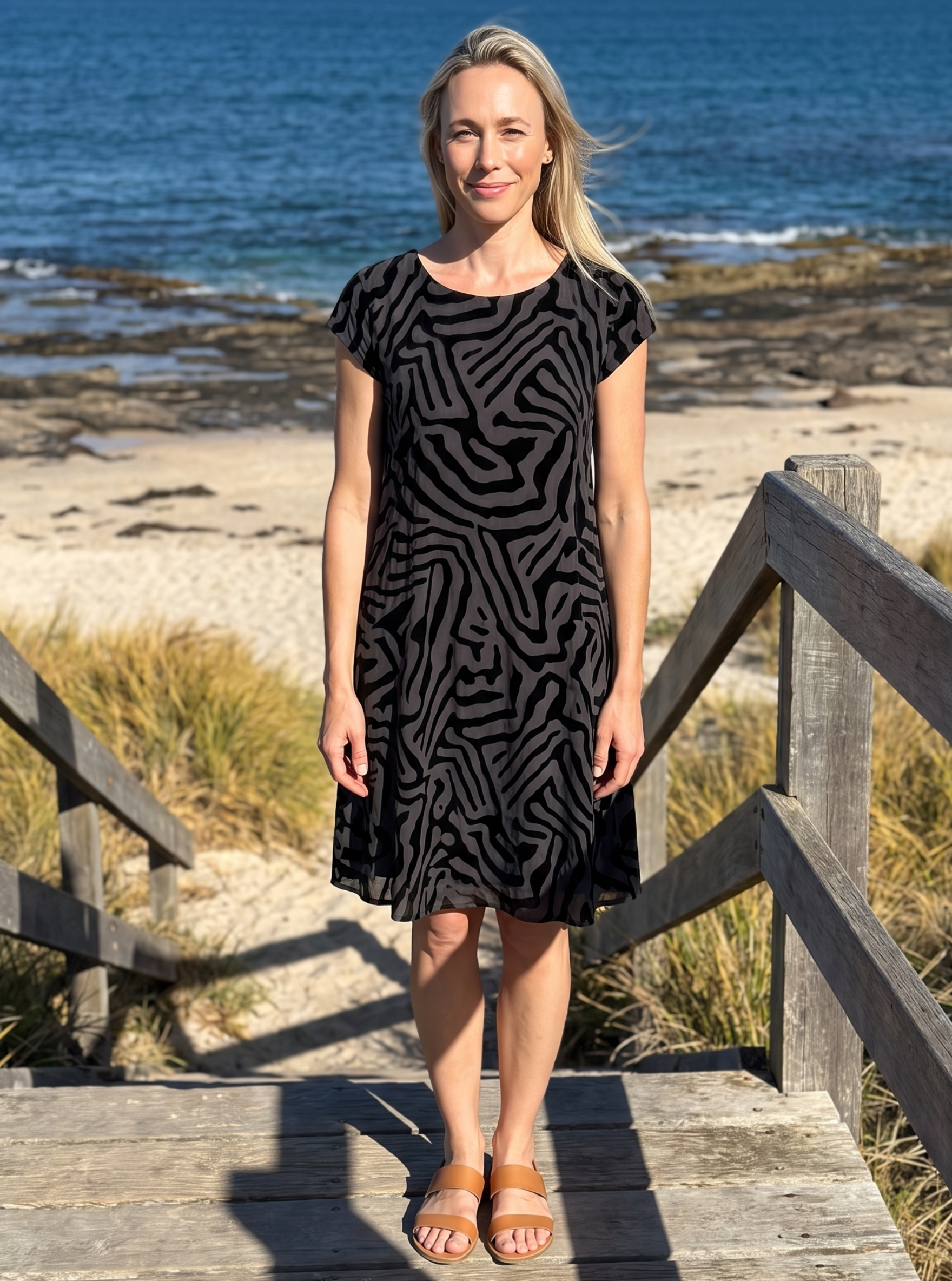 Short Sleeve Printed Dress