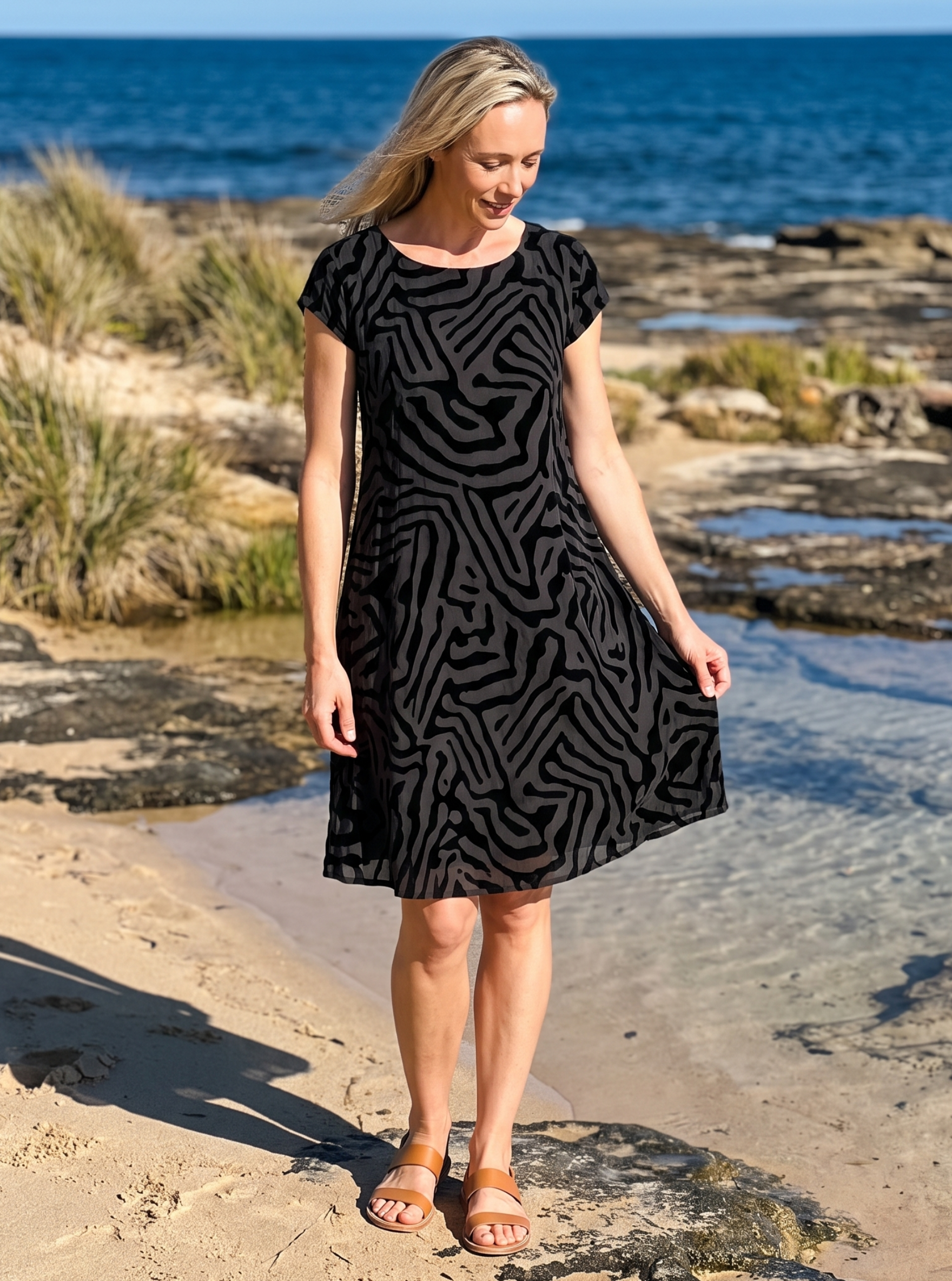Short Sleeve Printed Dress