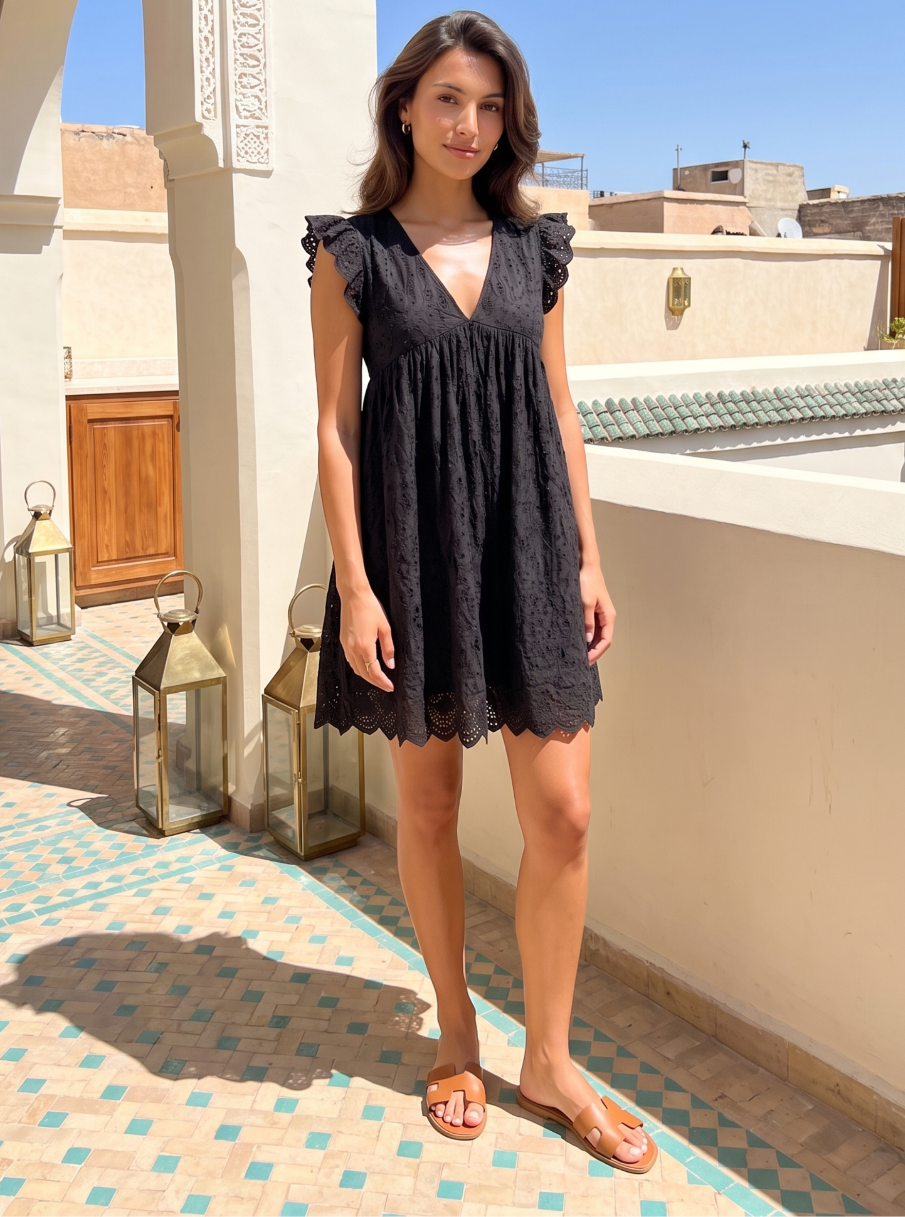 Eyelet Mini Dress