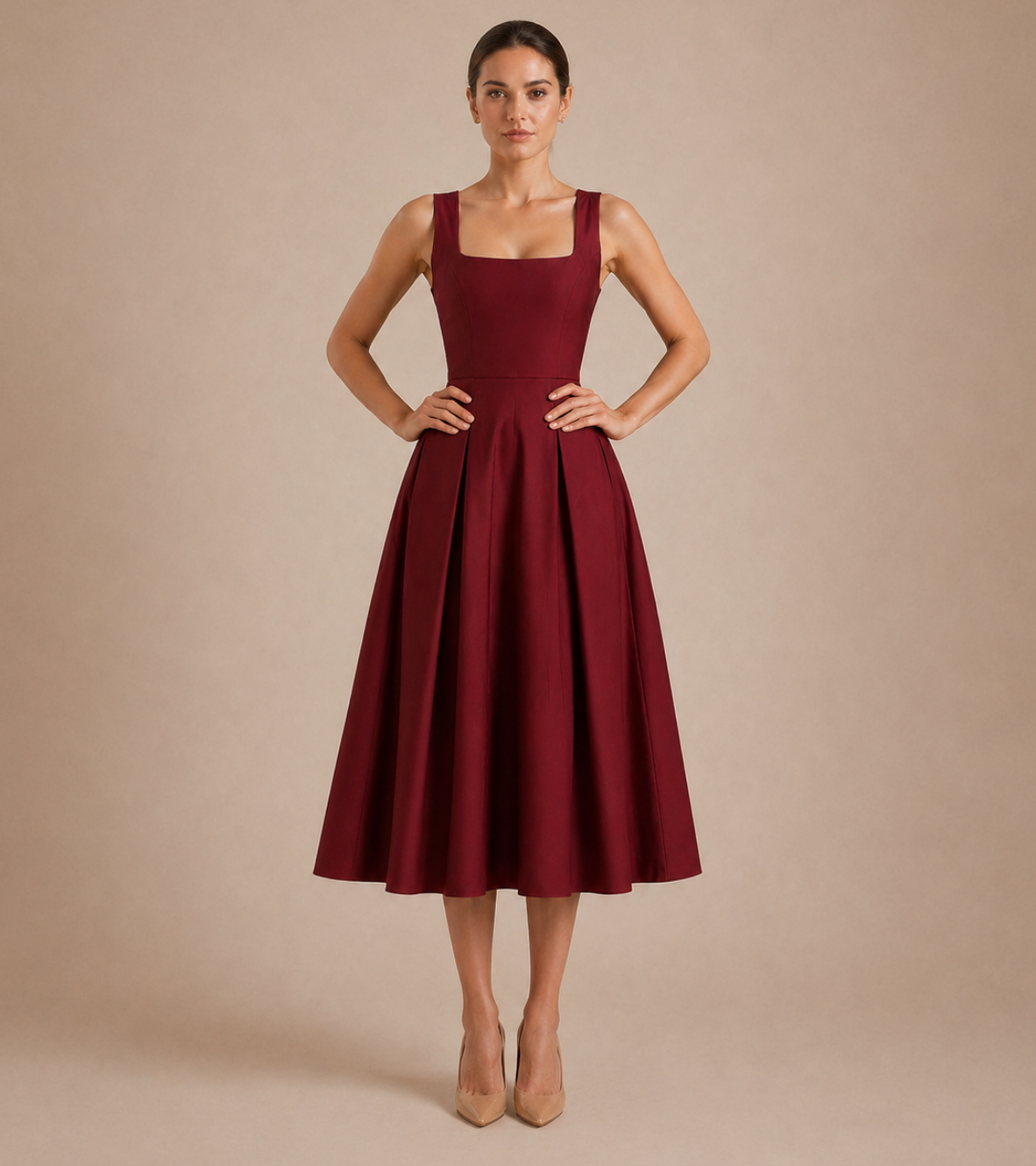 Square Neck Midi Dress