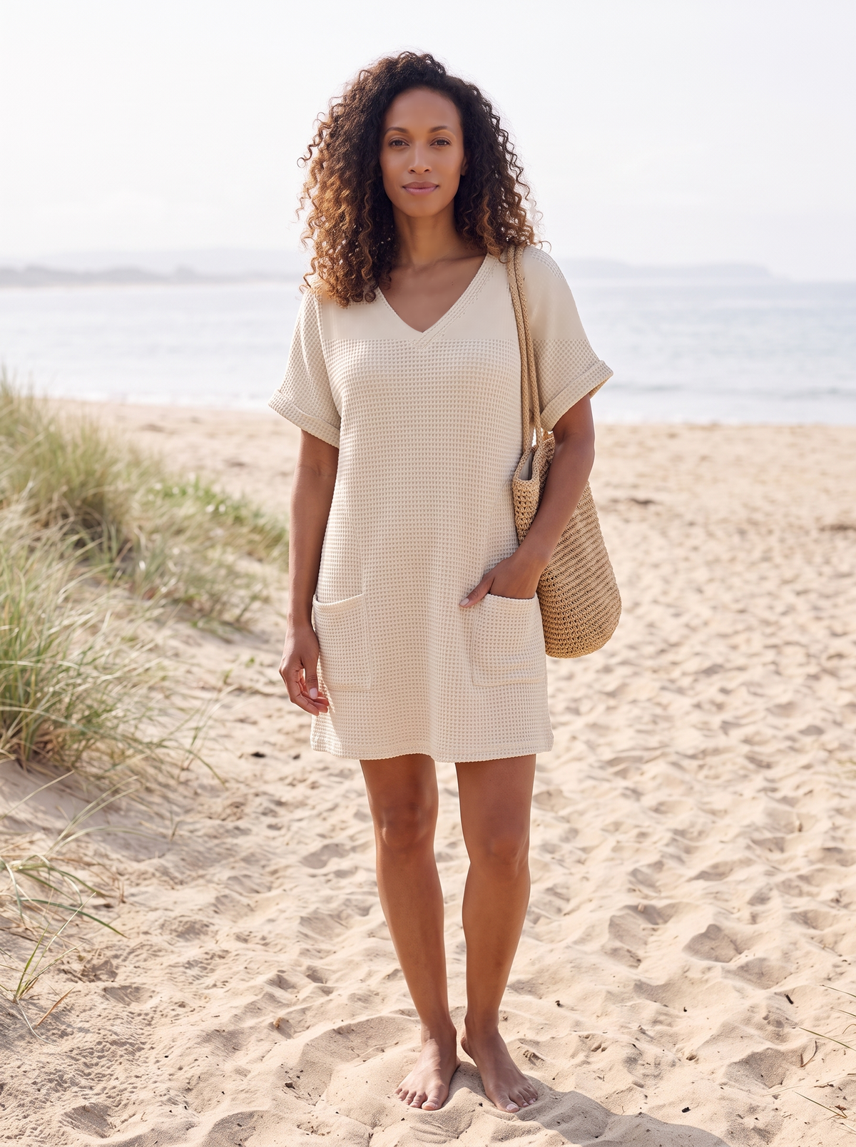 V-Neck Cover-Up Mini Dress
