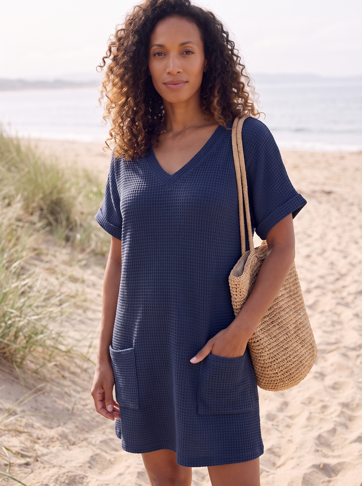 V-Neck Cover-Up Mini Dress