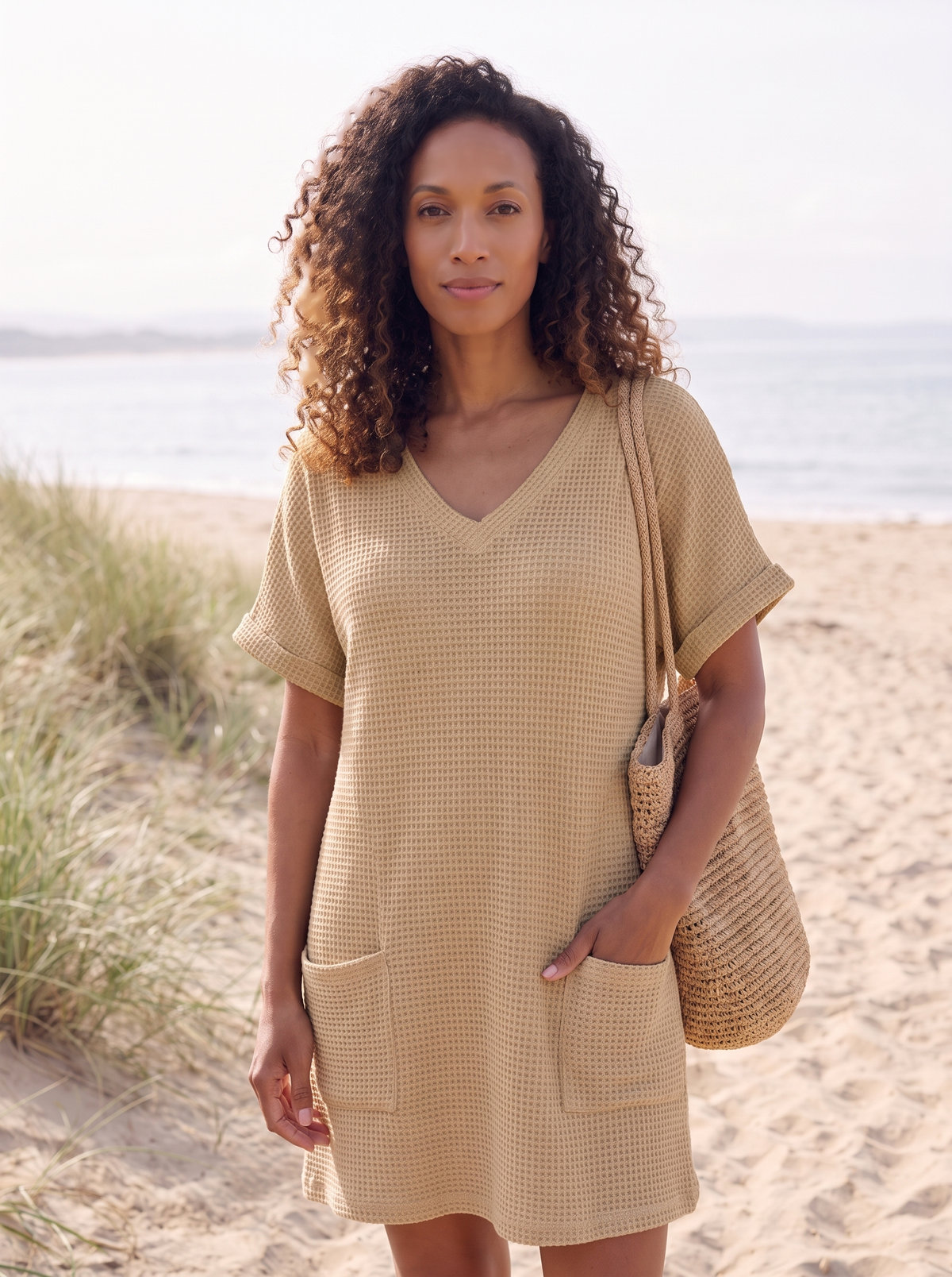 V-Neck Cover-Up Mini Dress