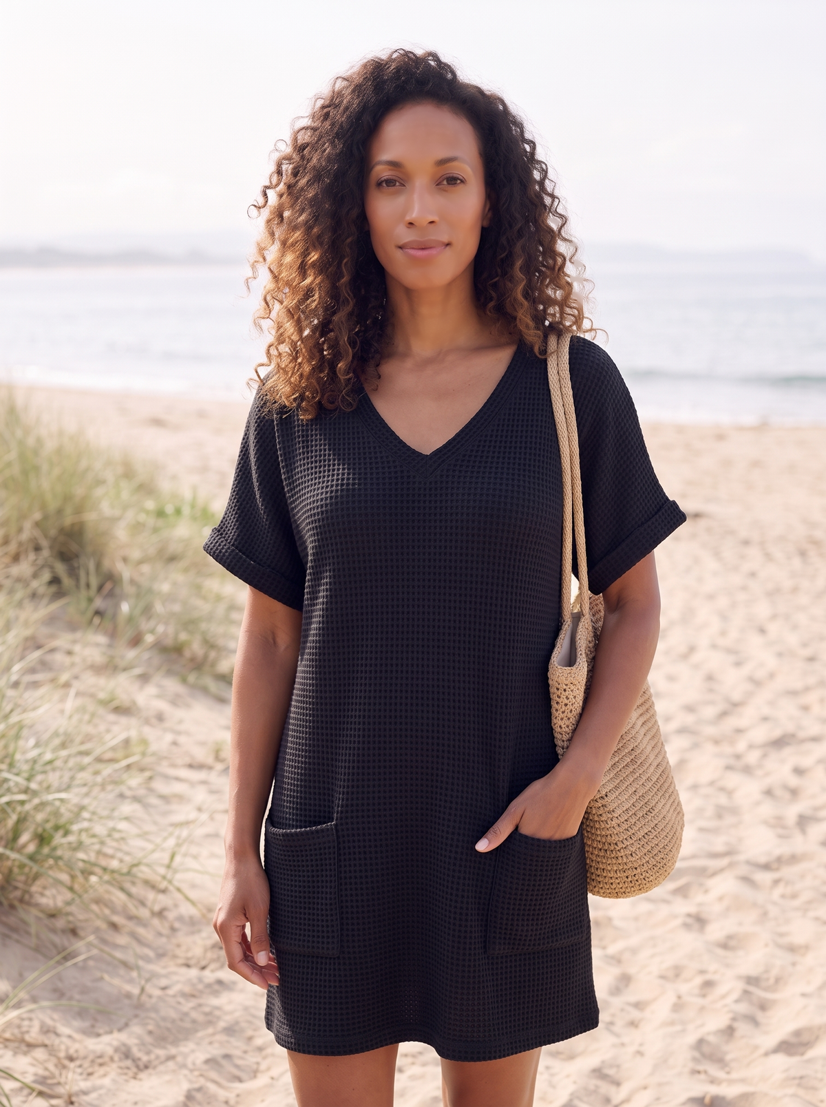 V-Neck Cover-Up Mini Dress