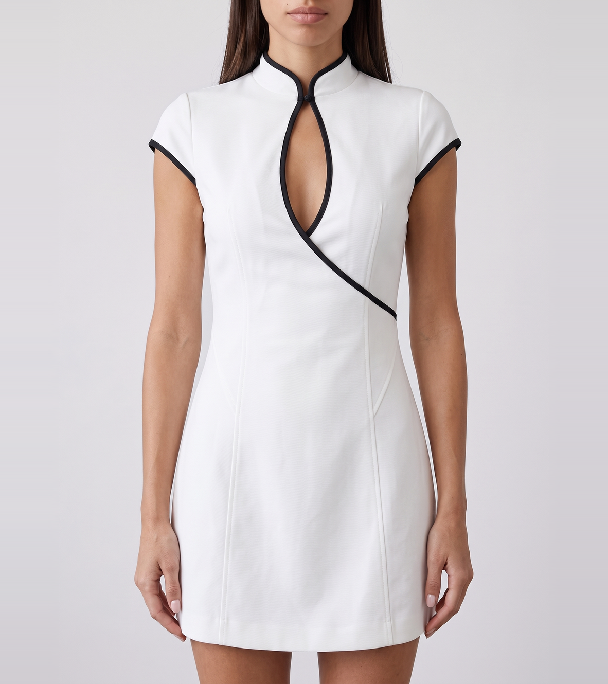Mandarin Collar Mini Dress